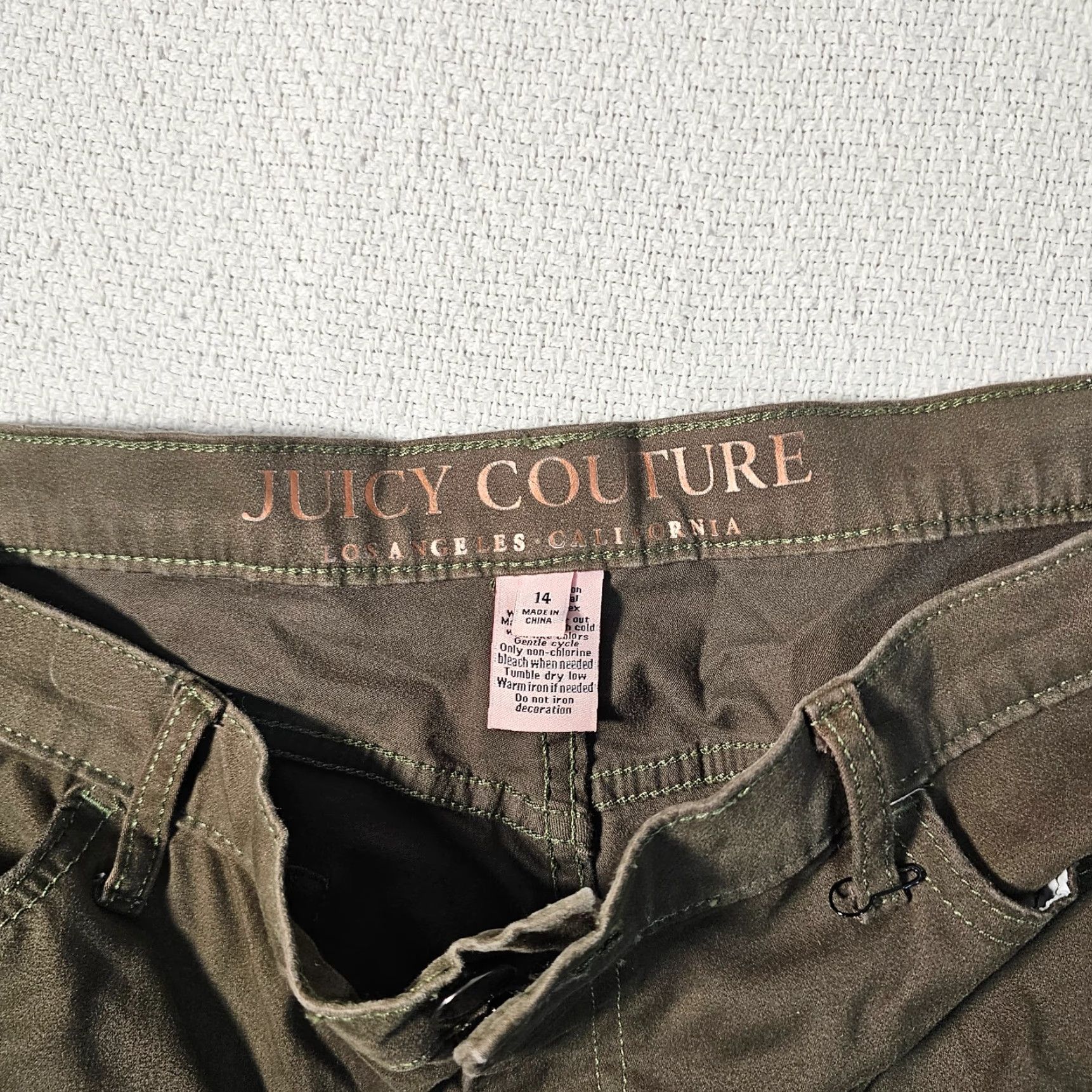 Juicy Couture Juicy Couture Pants Women Green Flat Front Skinny Cotton Blend 14 Regular 29in Inseam Y2K Size 36" / US 14 / IT 50 - 3 Thumbnail