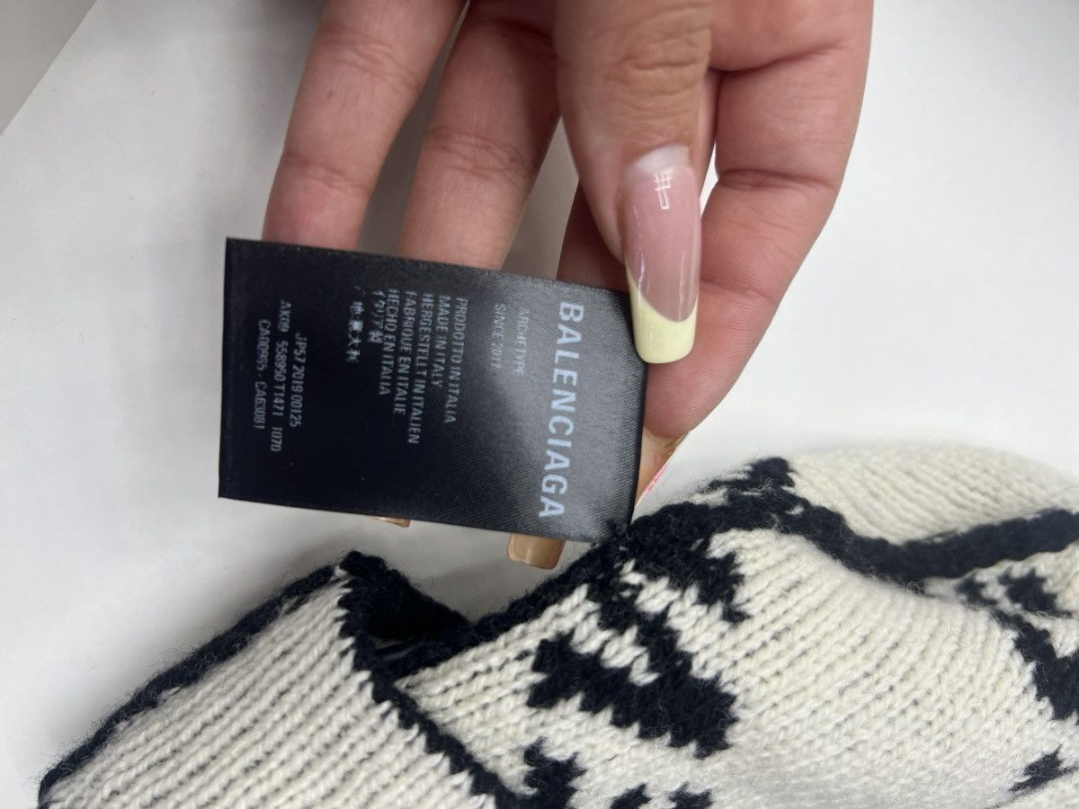 Balenciaga Balenciaga Black & White Allover Logo Beanie Size ONE SIZE - 4 Thumbnail