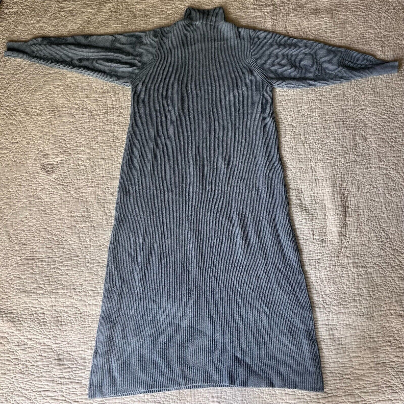 Zara Zara Womens Long Sleeve Turtleneck Midi Sweater Dress Blue S Size L / US 10 / IT 46 - 6 Thumbnail