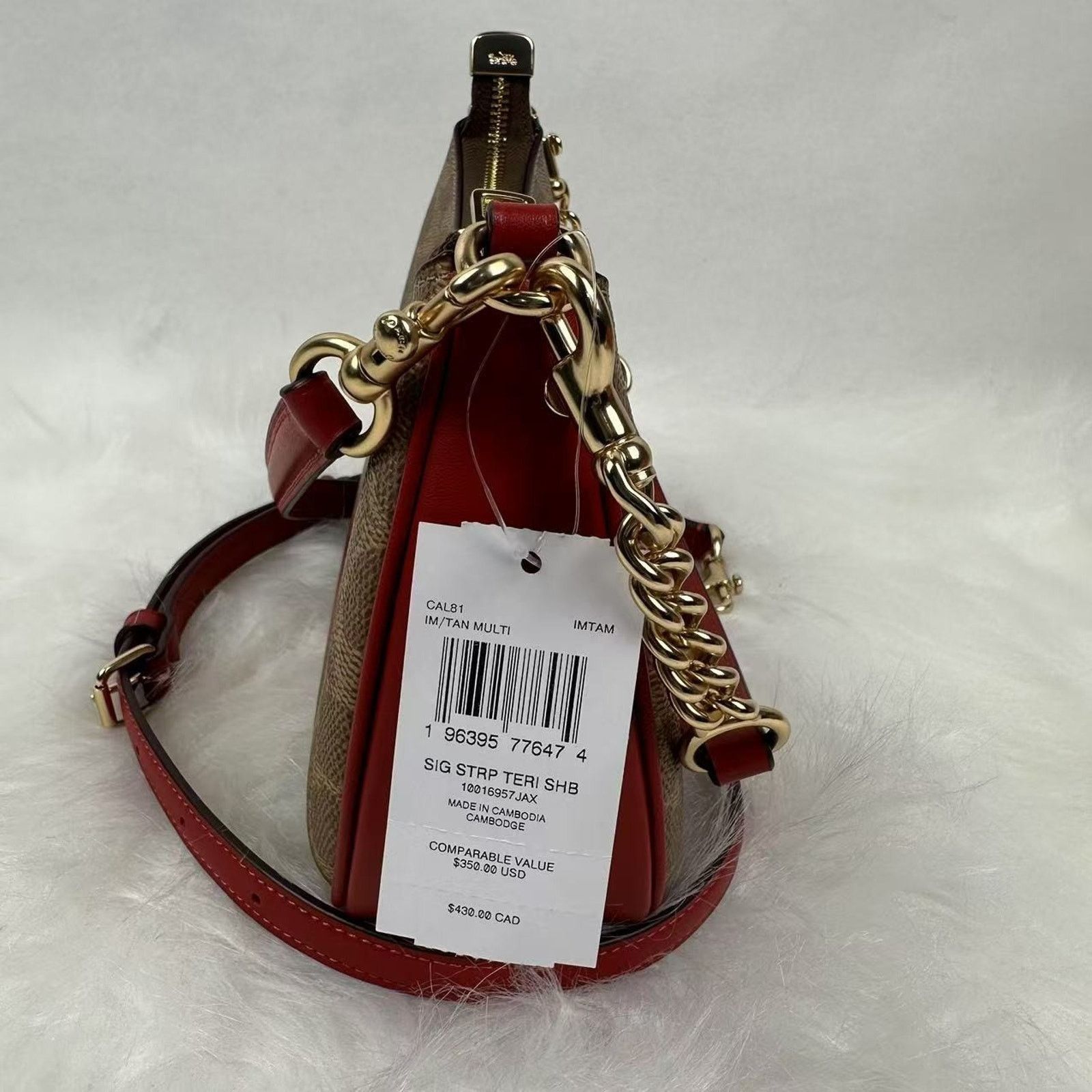 Coach Coach Teri Shoulder Bag In Signature Canvas Stripe In Tan Size ONE SIZE - 6 Thumbnail