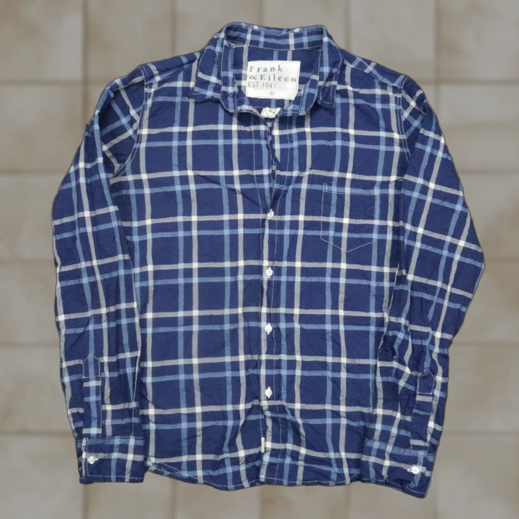Frank & Eileen Frank & Eileen Shirt Womens Medium Blue Plaid Button-Up Long Sleeve Casual Shirt Womens M Blue Plaid Button-Up Size M / US 6-8 / IT 42-44 - 1 Thumbnail