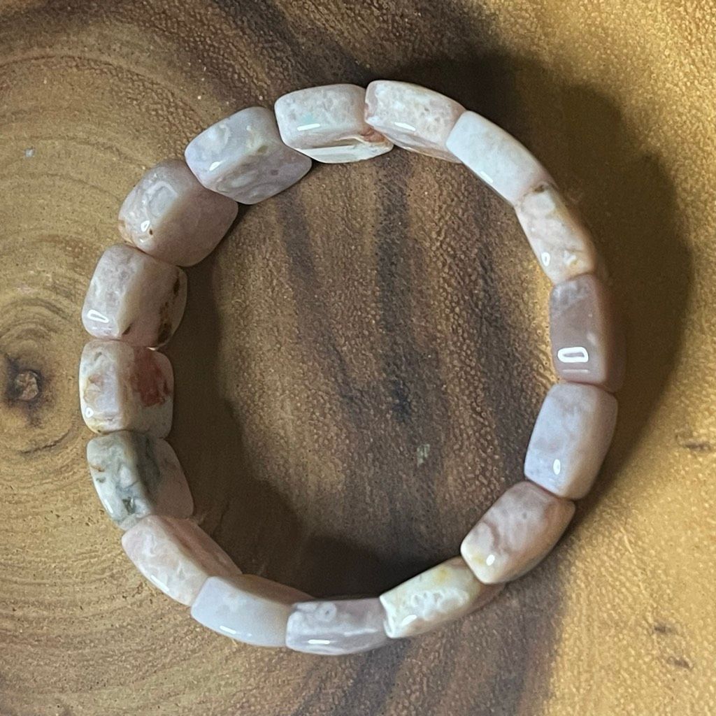 Other Pink flower agate soft bangle bracelet beaded beads new hand Size ONE SIZE - 3 Thumbnail