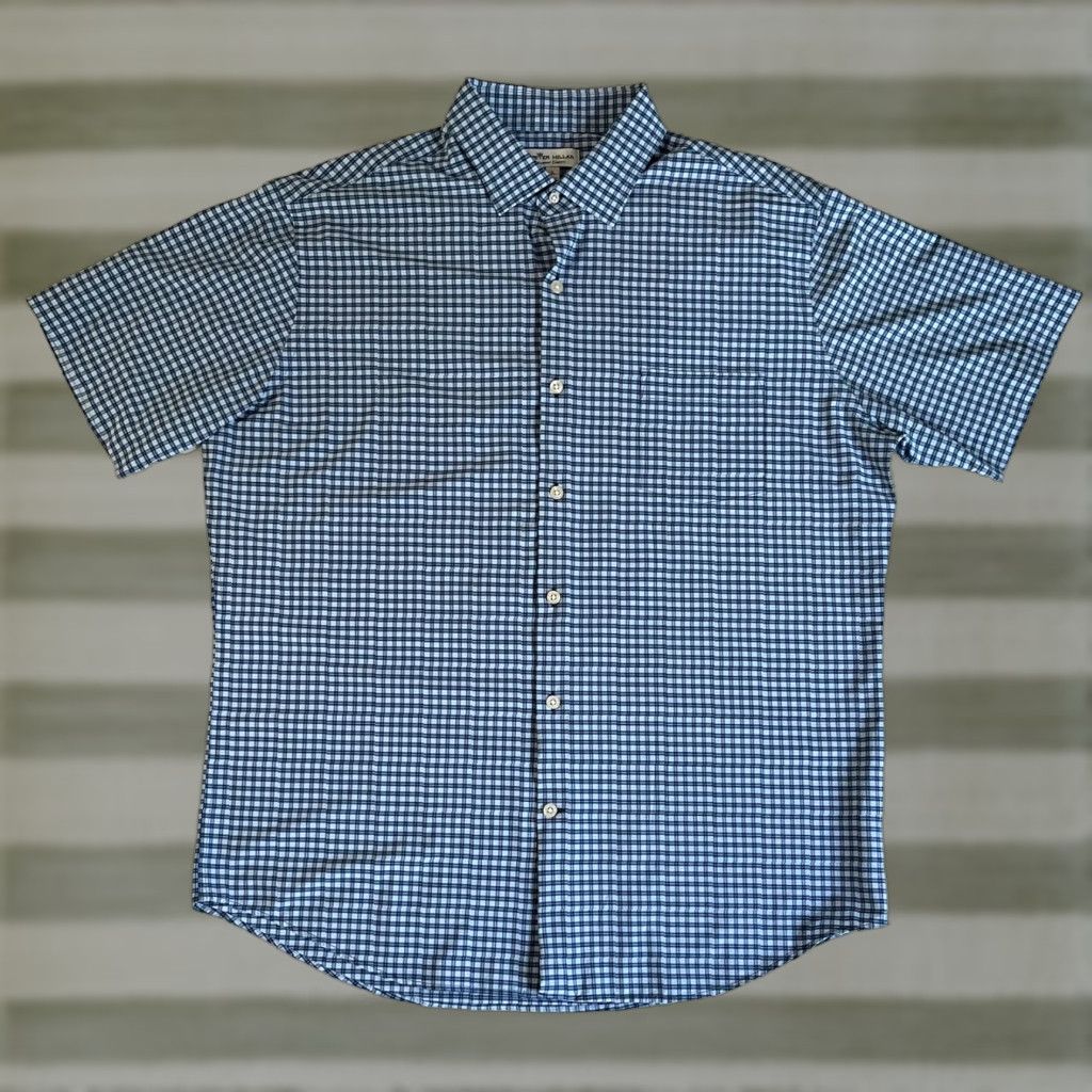 Peter Millar VINTAGE Peter Millar Summer Comfort Men’s Short Sleeve Button-Up Shirt Check Sz L Blue Shirt Regular Mens Size US L / EU 52-54 / 3 - 1 Thumbnail