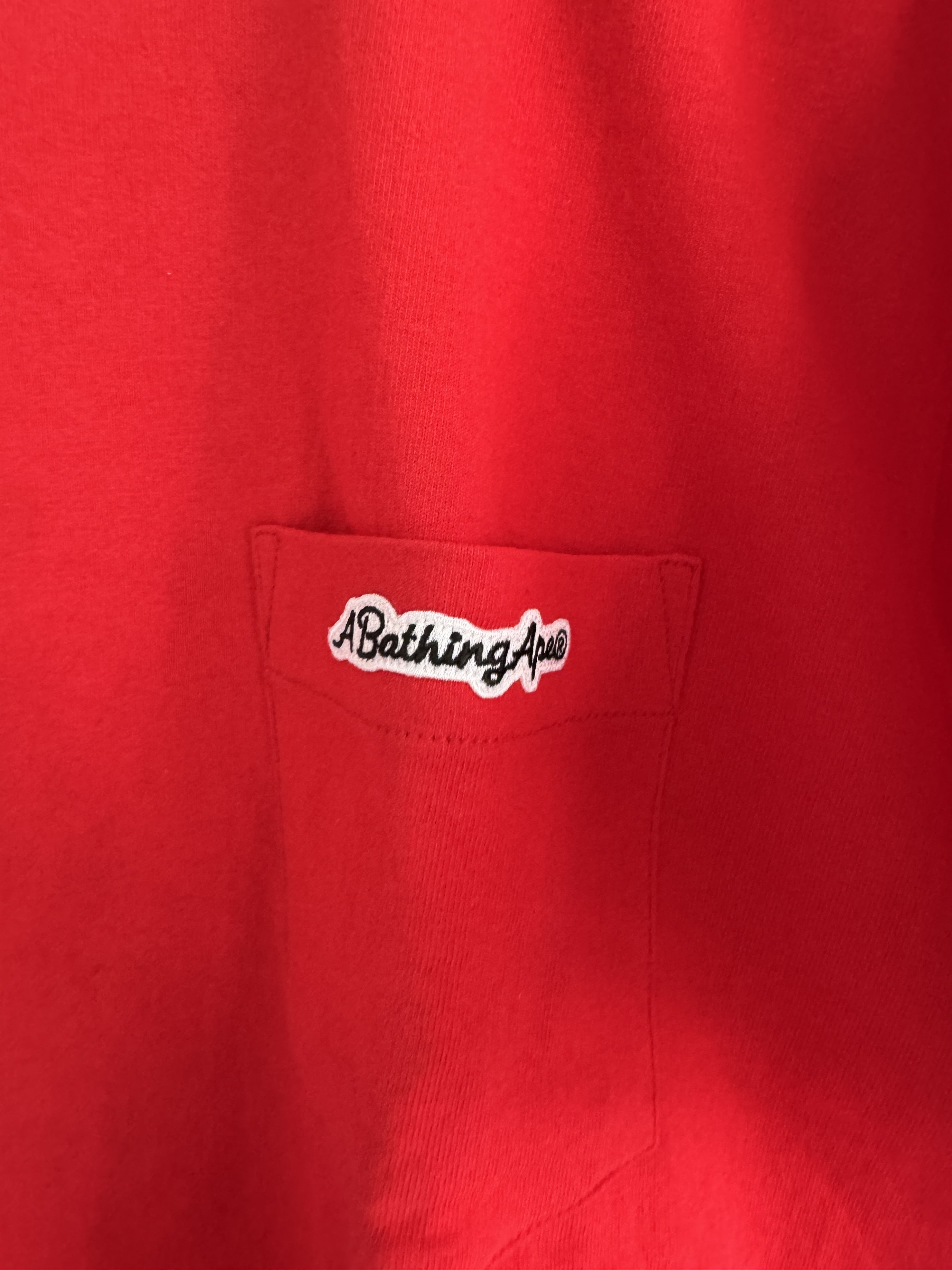 Bape Red Embroidered Pocket Tee Size US XL / EU 56 / 4 - 3 Thumbnail