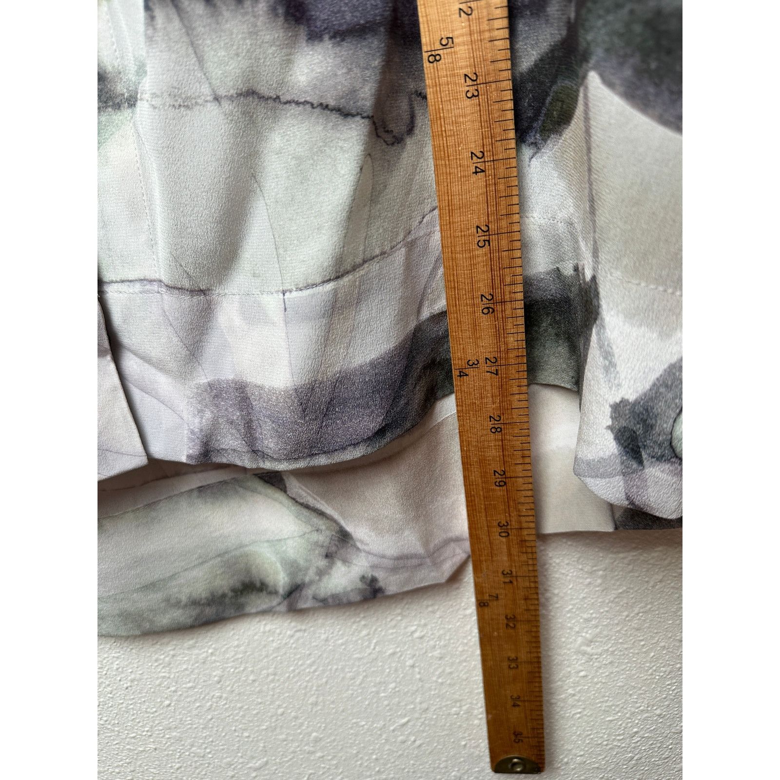 Other Poetry 100% Silk Blouse Gray Green Ivory Womens US 10 V Neck Size L / US 10 / IT 46 - 12 Thumbnail