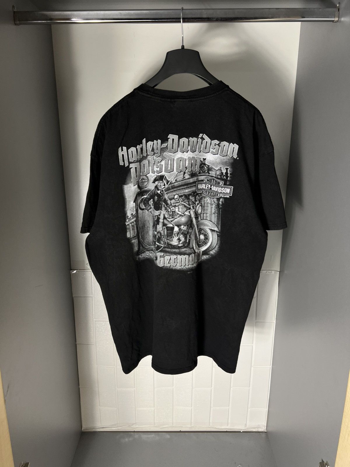 Harley Davidson × Vintage VERY RARE HARLEY DAVIDSON CYCLE DOUBLE PRINTED T-SHIRT 90s Size US XXL / EU 58 / 5 - 5 Thumbnail