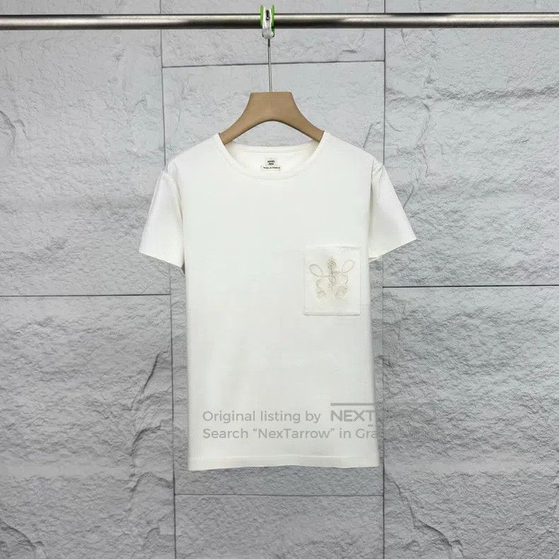Hermes Hermes White Chest Pocket Embroidered Round Neck Short Sle Size S / US 4 / IT 40 - 1 Thumbnail