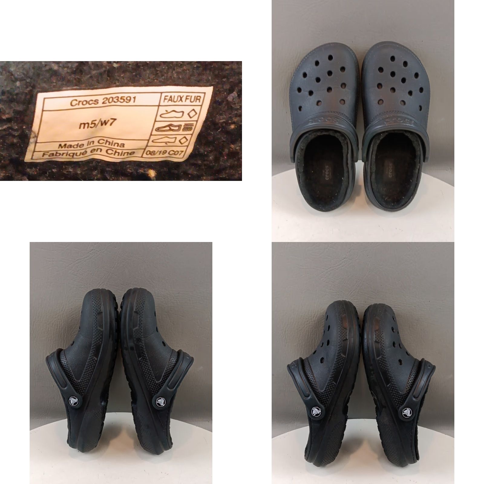 Crocs Crocs Women’s Sandal Slip-On Black Faux Fur Lining Lightweight Clog Sandals 7 US Women Size US 7 / IT 37 - 11 Thumbnail