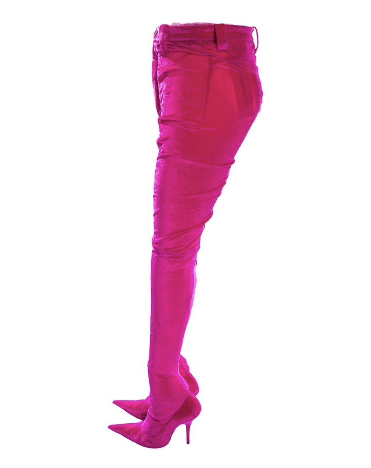 Balenciaga Balenciaga 2017 Hot Pink Velvet Pantaboot / Knife Boots Size 26" / US 2 / IT 38 - 2 Thumbnail