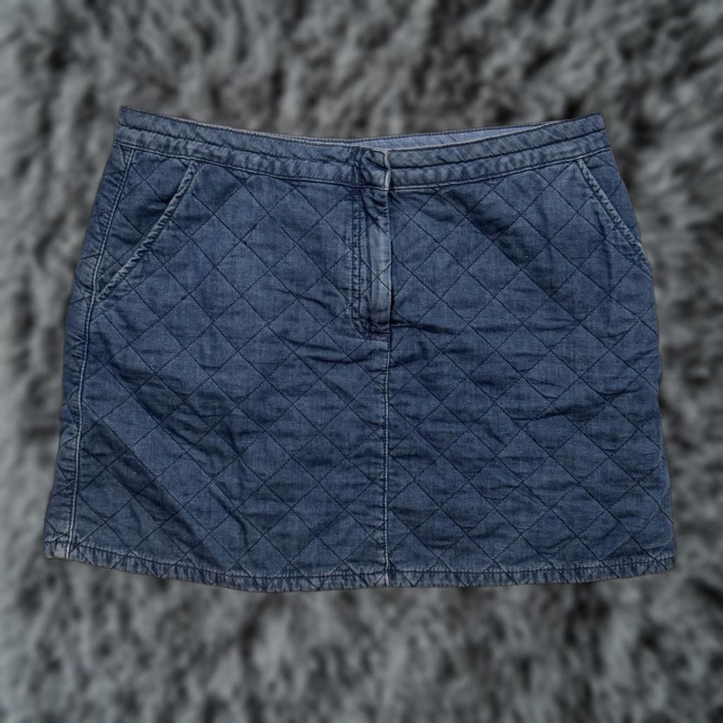 Topshop Topshop Moto Skirt Womens 34 Blue Quilted Denim Mini Pockets High Rise Casual Size 24" / US 00 / IT 34 - 1 Thumbnail