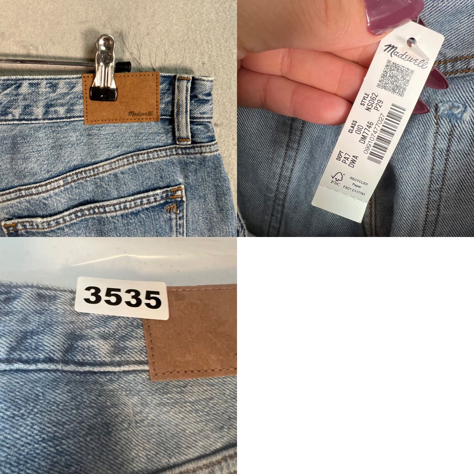 Madewell Womens 29P The Darted Barrel-Leg Jeans Relaxed Fit Light Wash Denim Blue