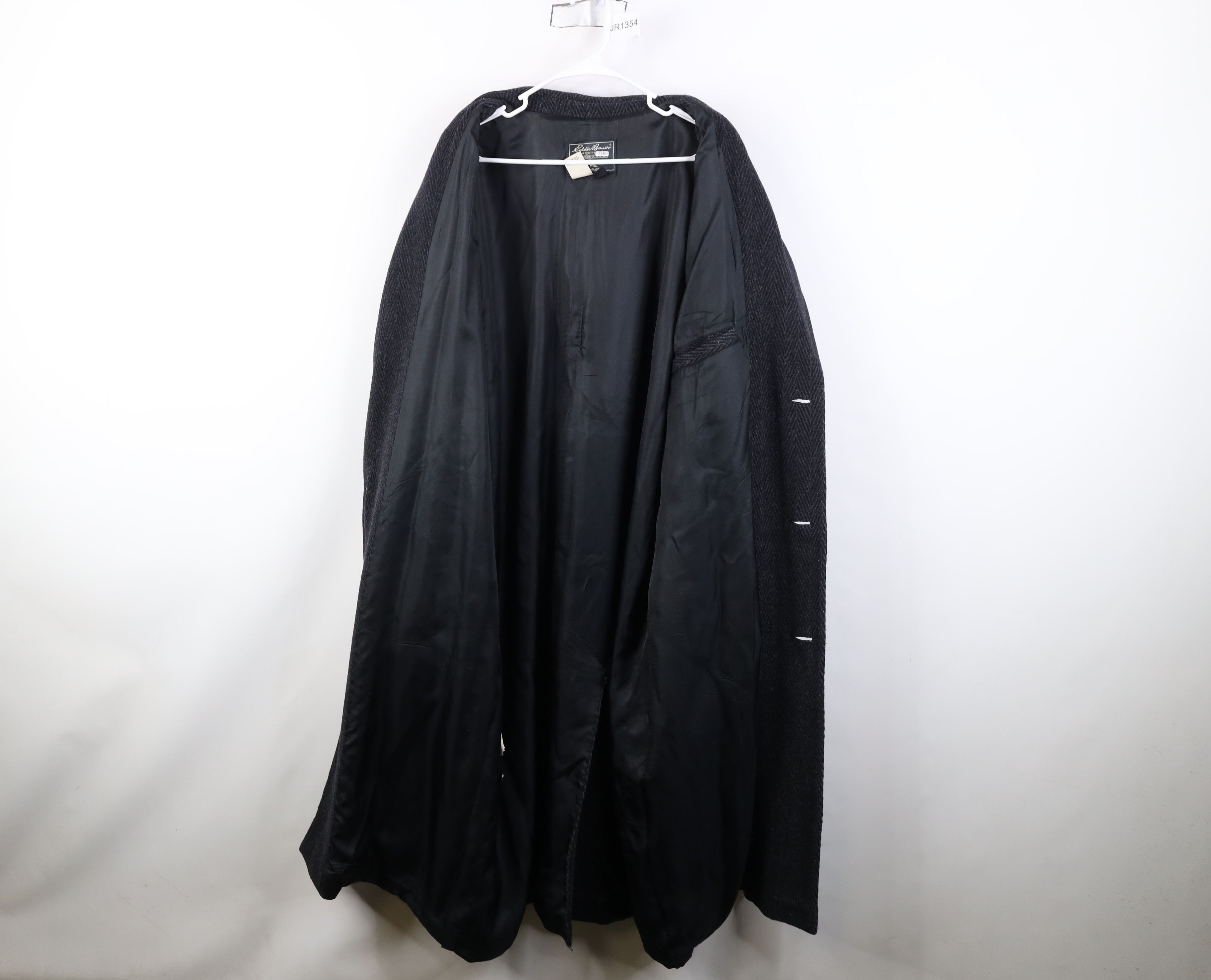 Eddie Bauer Vintage 90s Eddie Bauer Herringbone Overcoat Jacket Black Size US XL / EU 56 / 4 - 10 Thumbnail