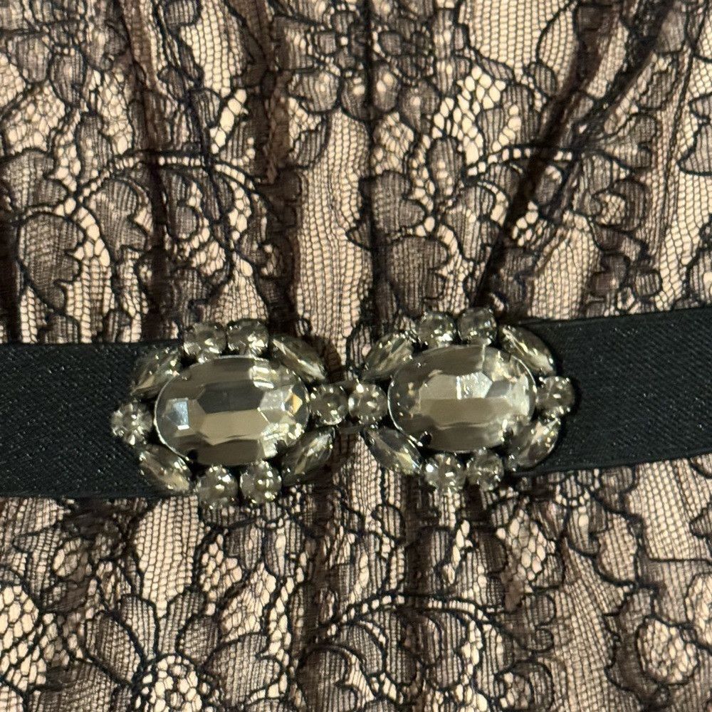 Bcbgmaxazria BCBG Max Azria Black Combo Tulle Lace Dress With Belt Sz L Size L / US 10 / IT 46 - 4 Thumbnail
