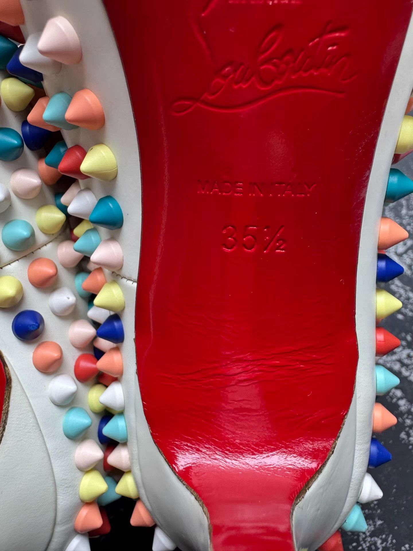 Christian Louboutin Christian Louboutin Rainbow Stud Red Bottom Heels Q10 Size US 5.5 / IT 35.5 - 3 Thumbnail