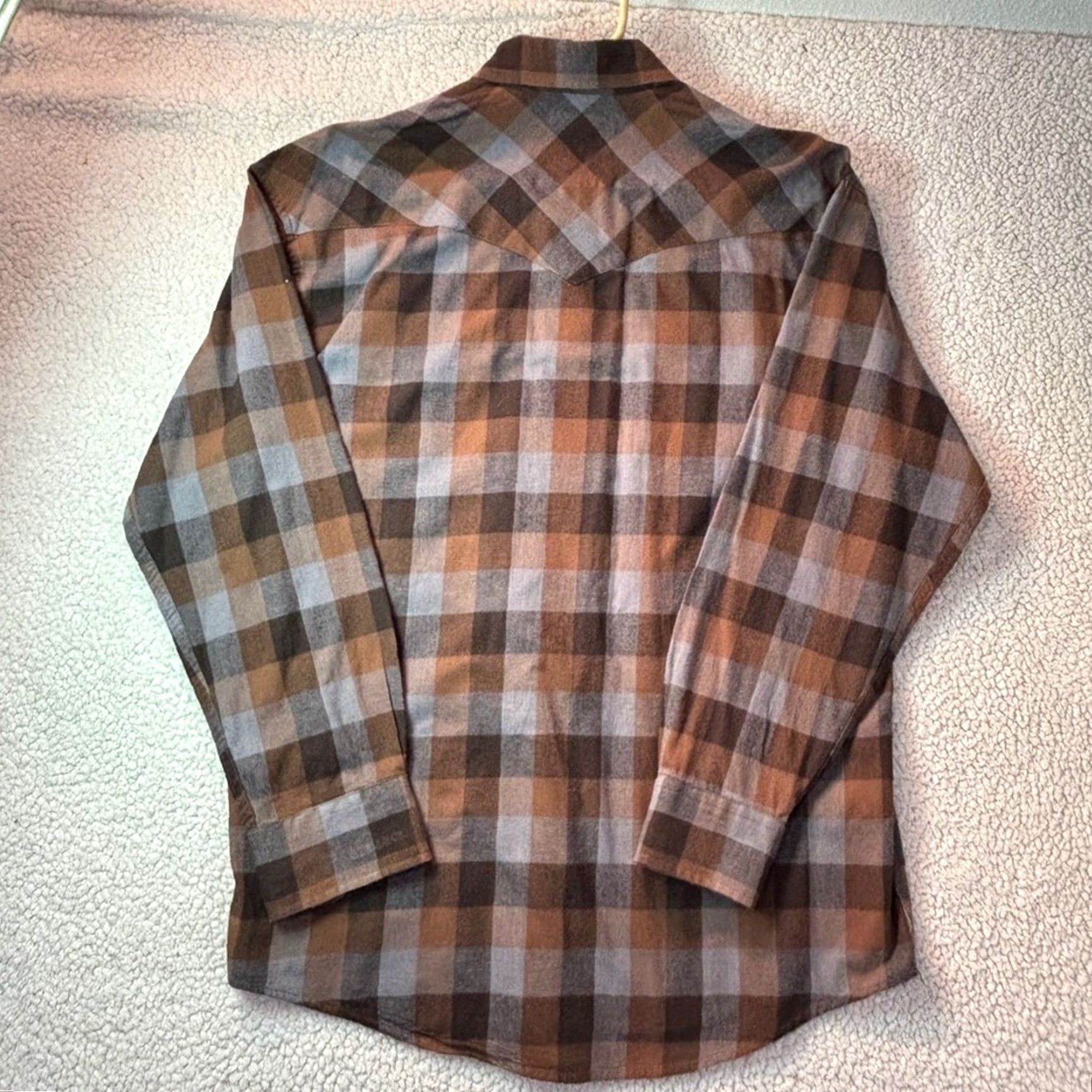 Stetson Stetson Shirt Plaid Flannel Western Brown Blue Pearl Snap Large L Long Sleeve Regular Mens Fall Double Flap Size US L / EU 52-54 / 3 - 6 Thumbnail