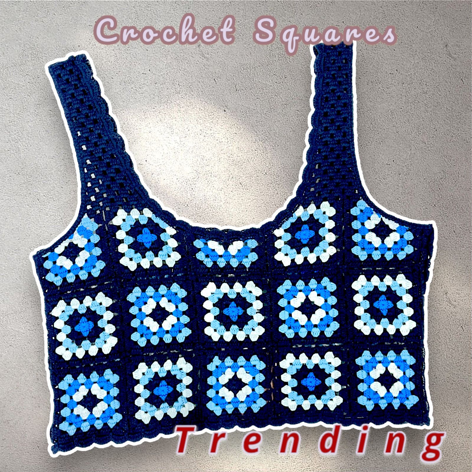 Other Women's Crochet Granny Square Knit Cropped Top Boho Size M Size M / US 6-8 / IT 42-44 - 1 Thumbnail