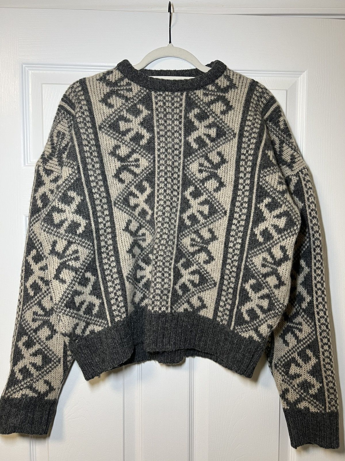 Vintage 80s Vintage Wool Pattern Sweater Size US XL / EU 56 / 4 - 1 Thumbnail