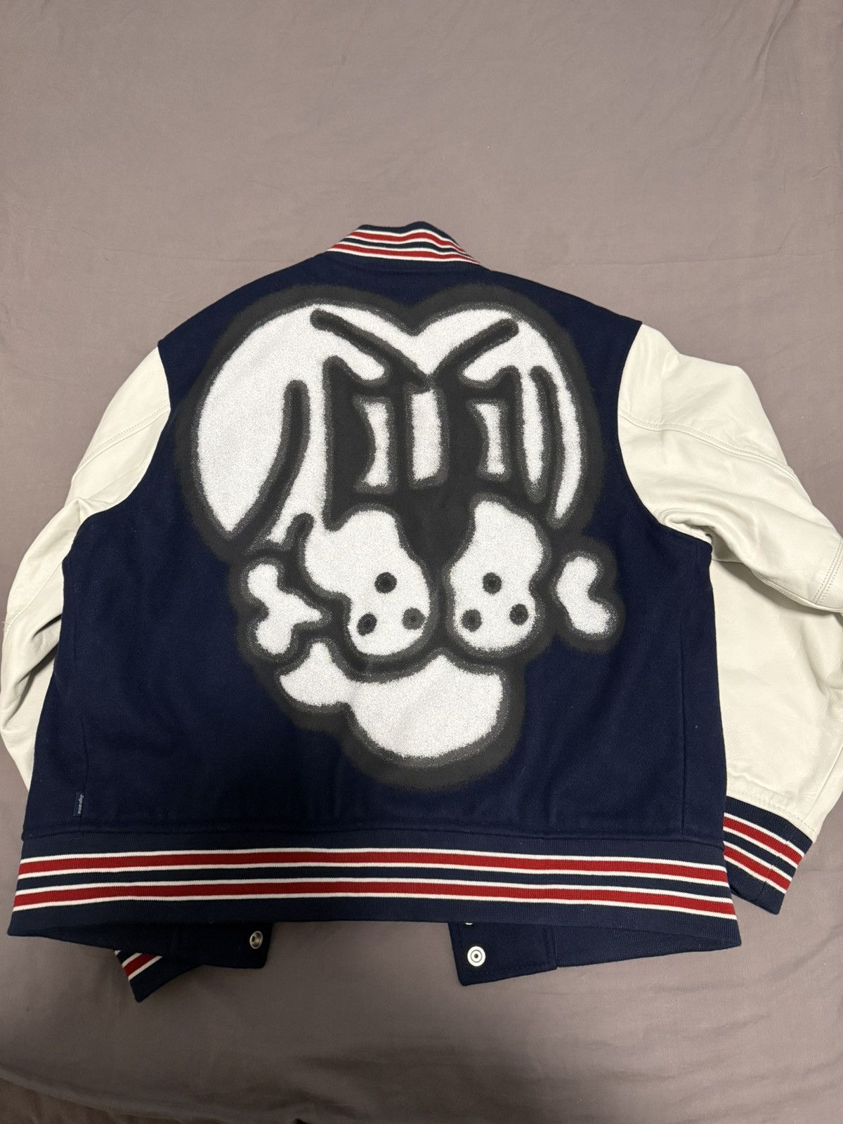Supreme Supreme bone varsity leather jacket Size US M / EU 48-50 / 2 - 2 Thumbnail