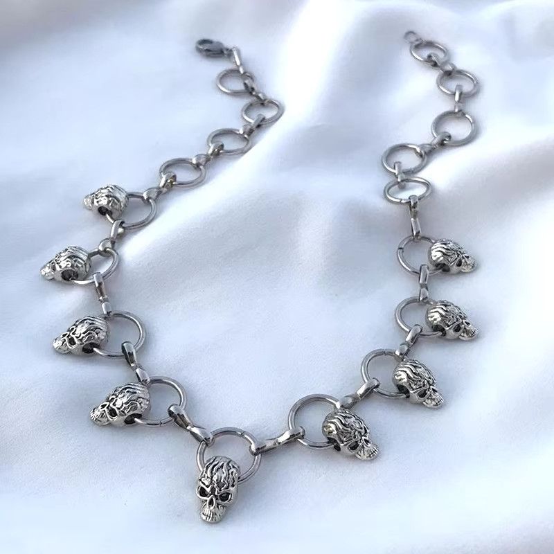 Jewelry Goth Charms Round Pierced Skull Necklaces Size ONE SIZE - 2 Thumbnail