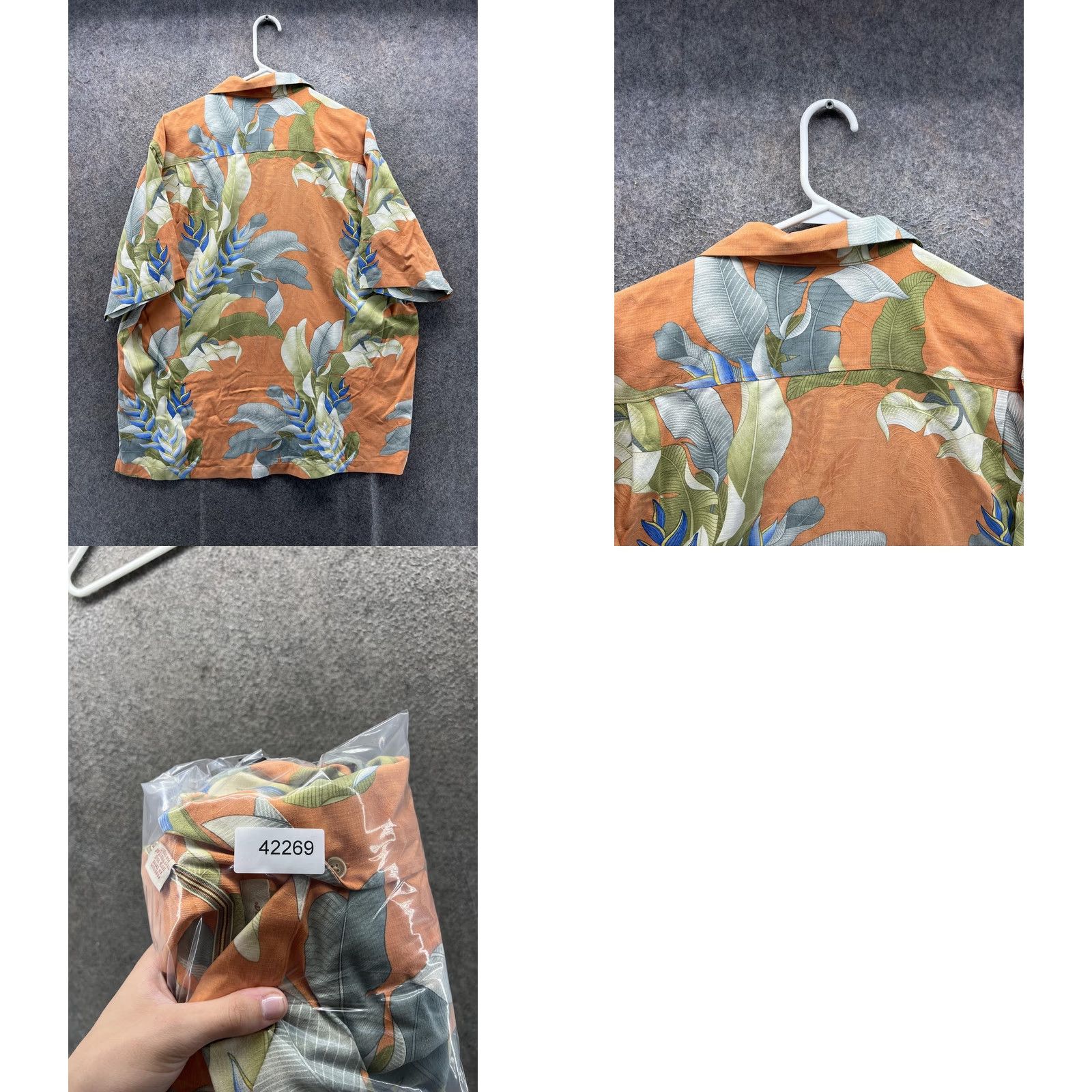 Tommy Bahama Tommy Bahama Shirt Men XL Orange Floral Silk Hawaiian Camp Paradise Button Front Size US XL / EU 56 / 4 - 8 Thumbnail