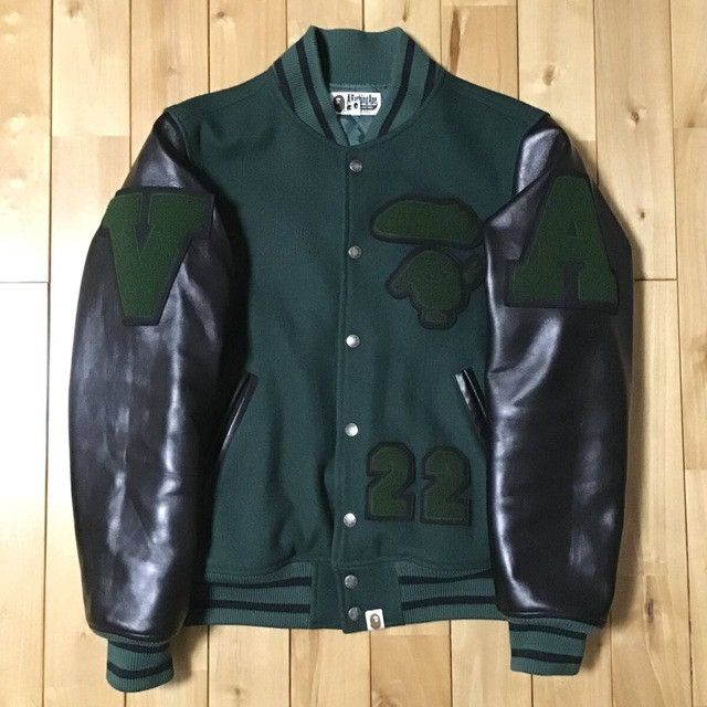 Bape 🔥Limited to 99🔥 Leather sleeve varsity jacket VERY APE BAPE Size US M / EU 48-50 / 2 - 1 Thumbnail