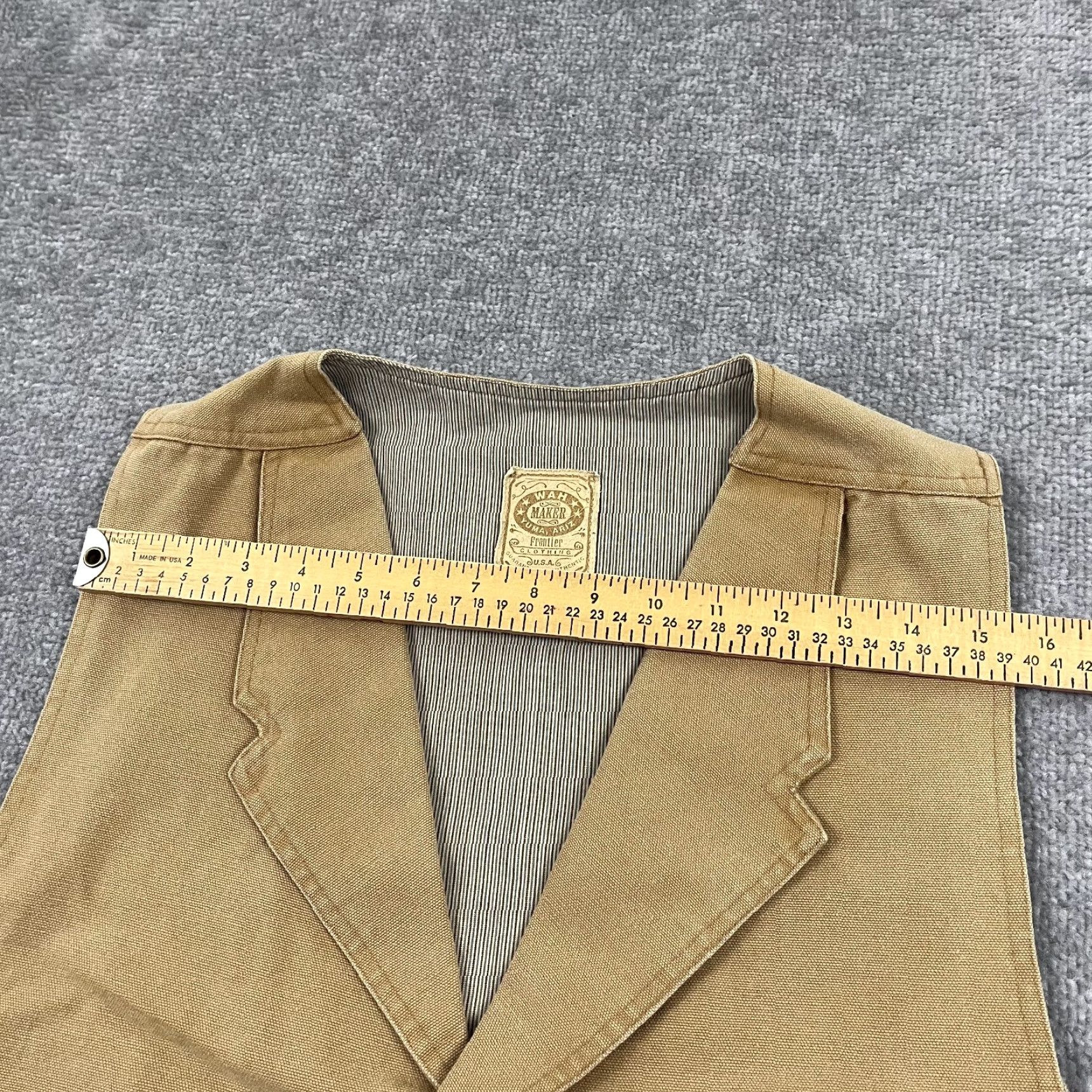 Vintage V Wah Maker Frontier Vest Adult Mens 2X Brown Canvas Western Cowboy Buckle Back Vest Size US XXL / EU 58 / 5 - 6 Thumbnail