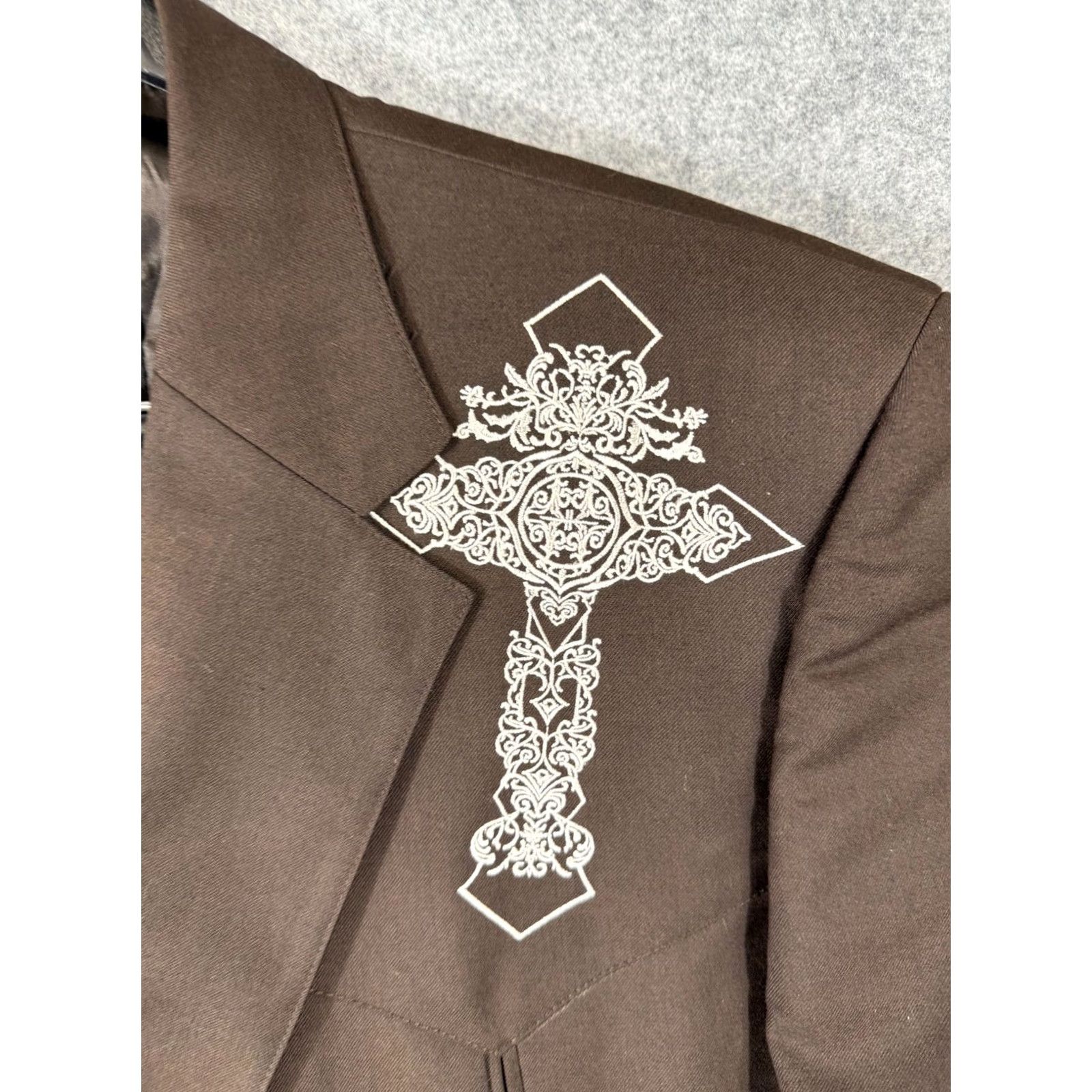 Vintage El General Blazer Mens L Single Breasted Notch Lapel Crucifix Embroiderd Jacket Coat Tuxedo Vintage? No (omit) Size 42R - 5 Thumbnail