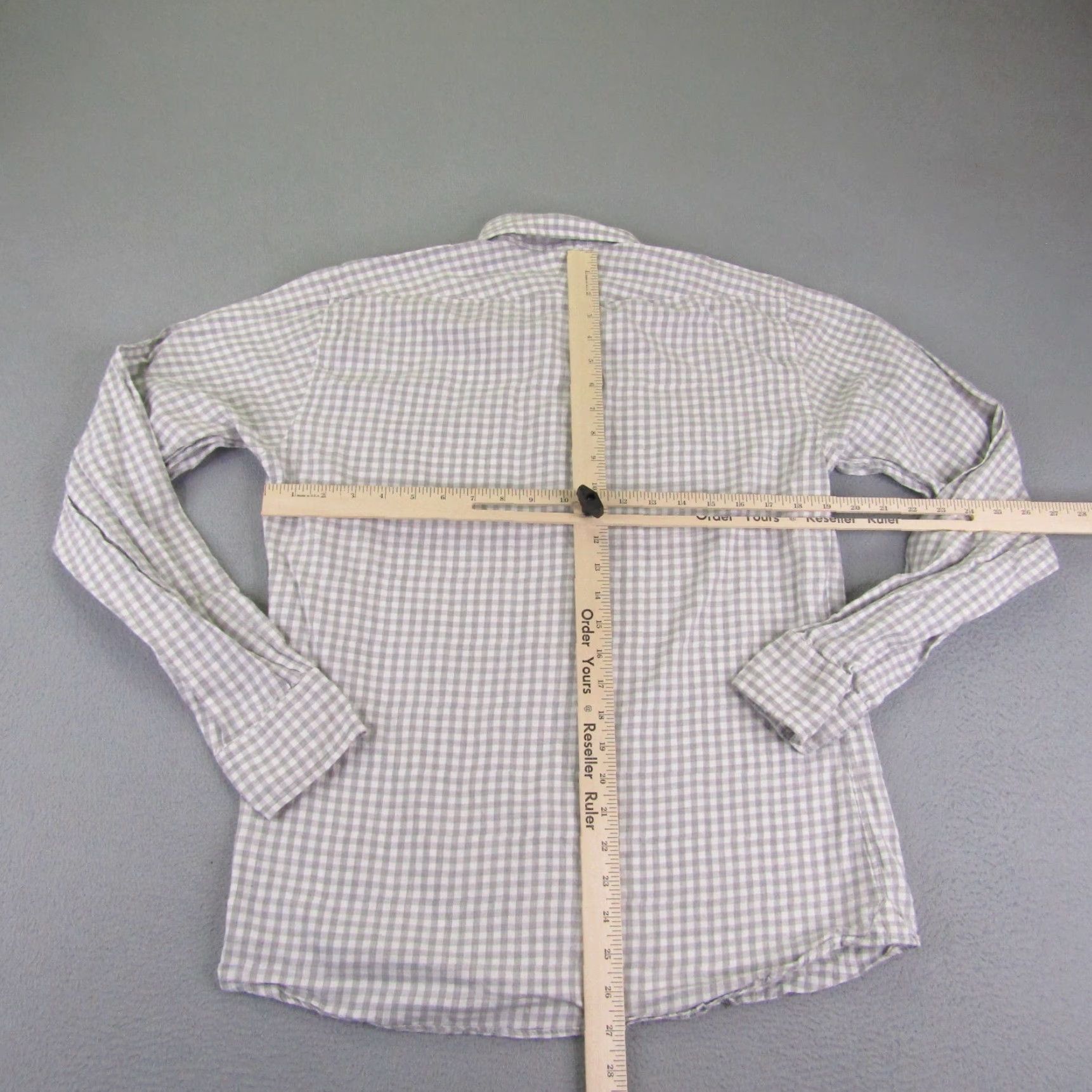 Vintage Spier & Mackay Shirt Mens Large Gray White Gingham Plaid Slim Button Up Size US L / EU 52-54 / 3 - 6 Thumbnail
