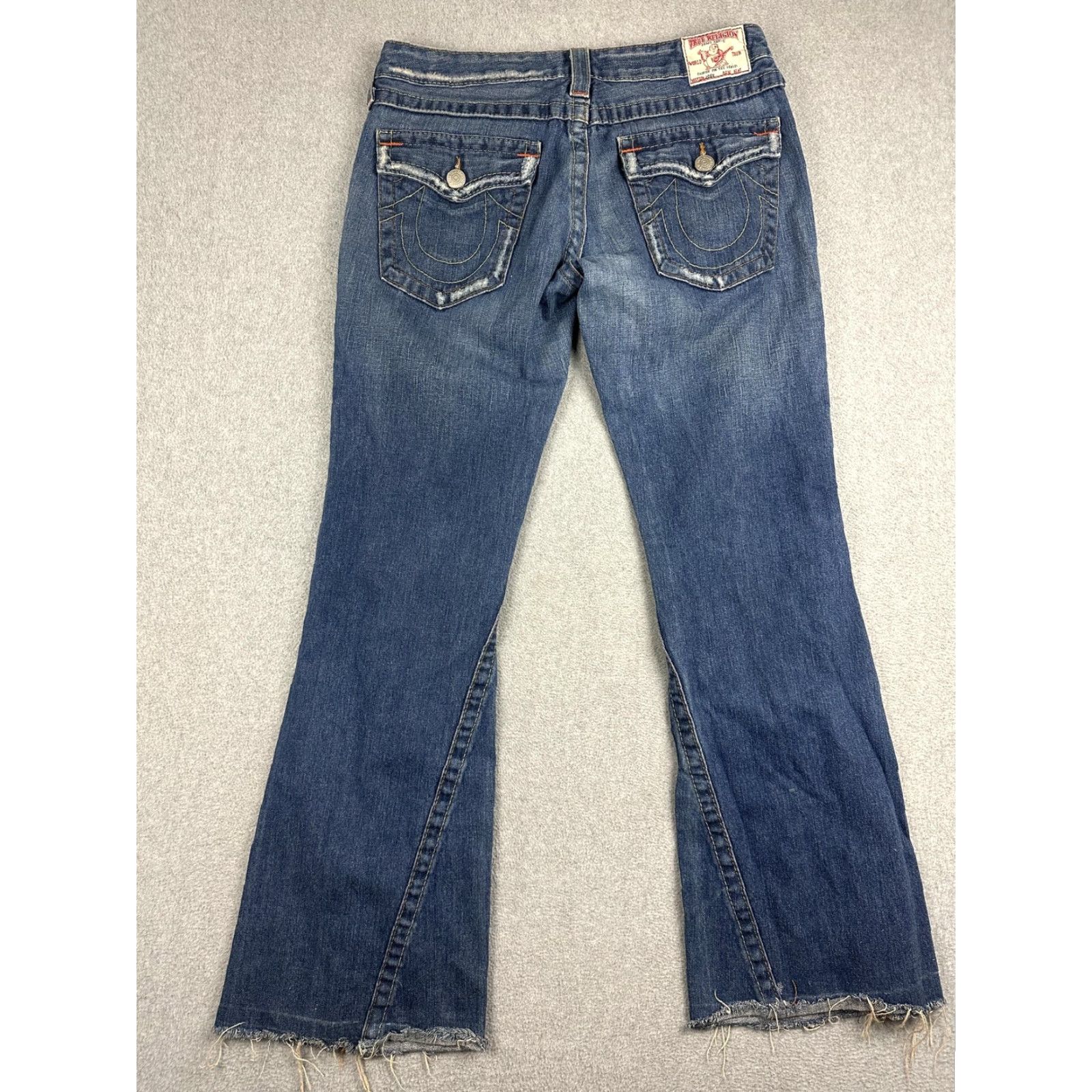 True Religion VINTAGE True Religion Jeans Womens 30 Blue Medium Wash Low Rise Flare Distressed Joey Way? Size 30" / US 8 / IT 44 - 2 Thumbnail
