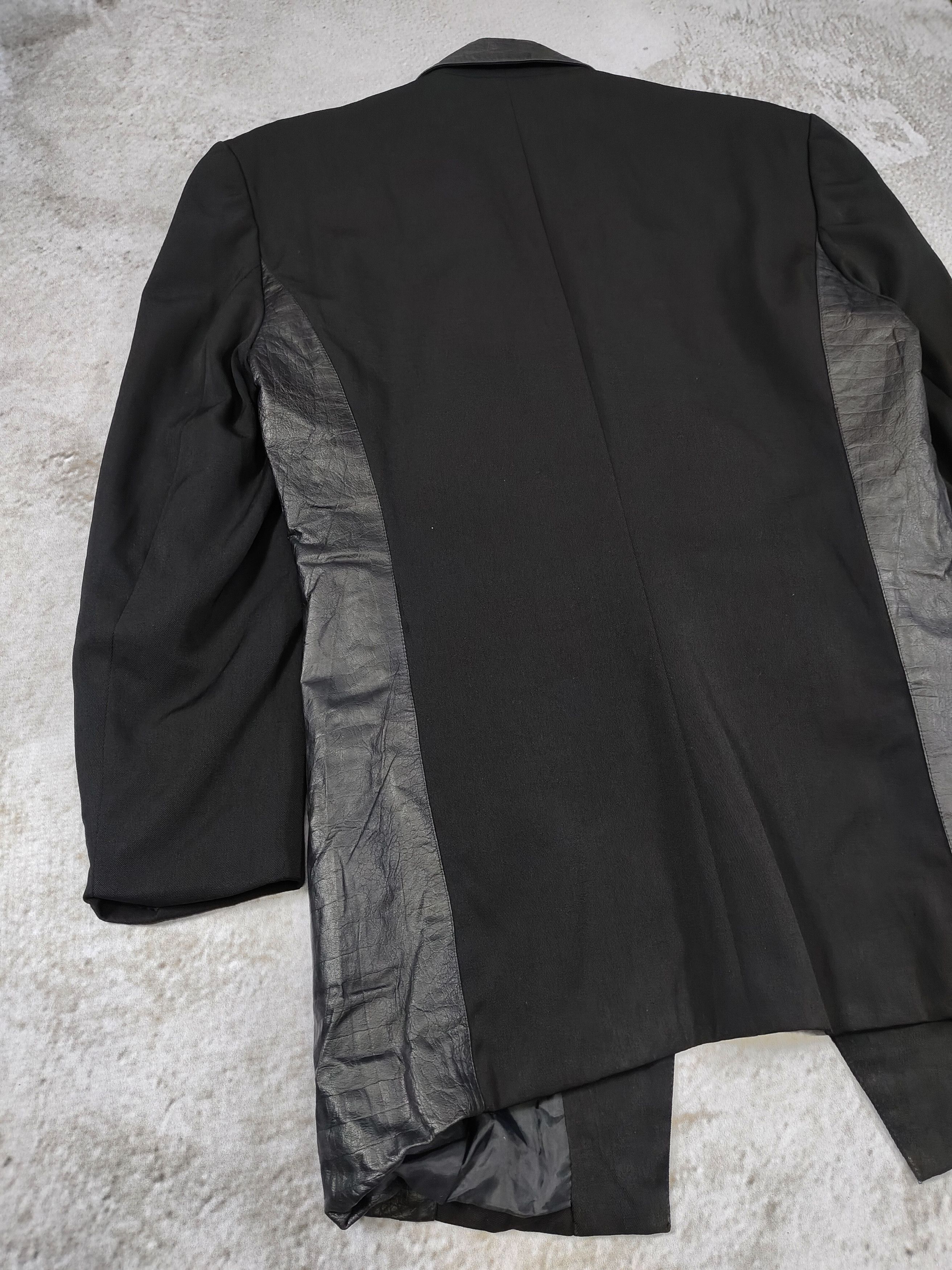 Kansai Yamamoto 80s Kansai- Archived Gothic Minimalist Leather Panel Blazer Size US M / EU 48-50 / 2 - 7 Thumbnail