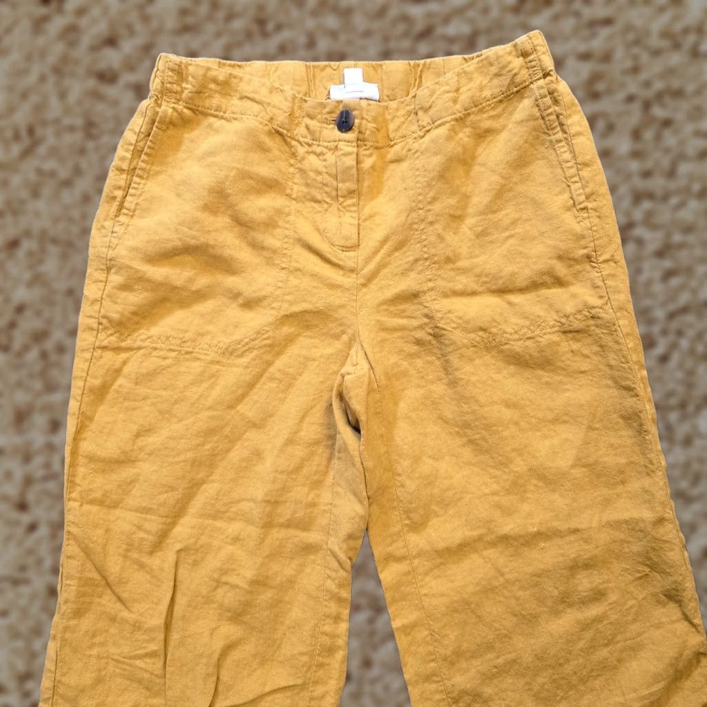 J. Jill J. Jill Pants Womens XS Petite Yellow Wide-Leg Linen Cropped Beachy Capsule Shirt/Bottom? Size 26" / US 2 / IT 38 - 1 Thumbnail