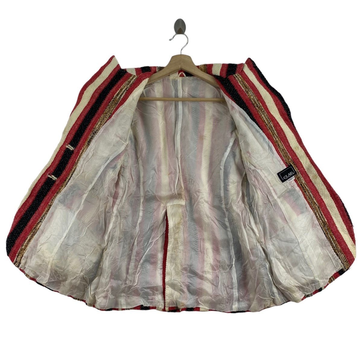 Japanese Brand CLAIR Japanese Brand Hickory Stripes Funky Design Red Coat Size S / US 4 / IT 40 - 4 Thumbnail