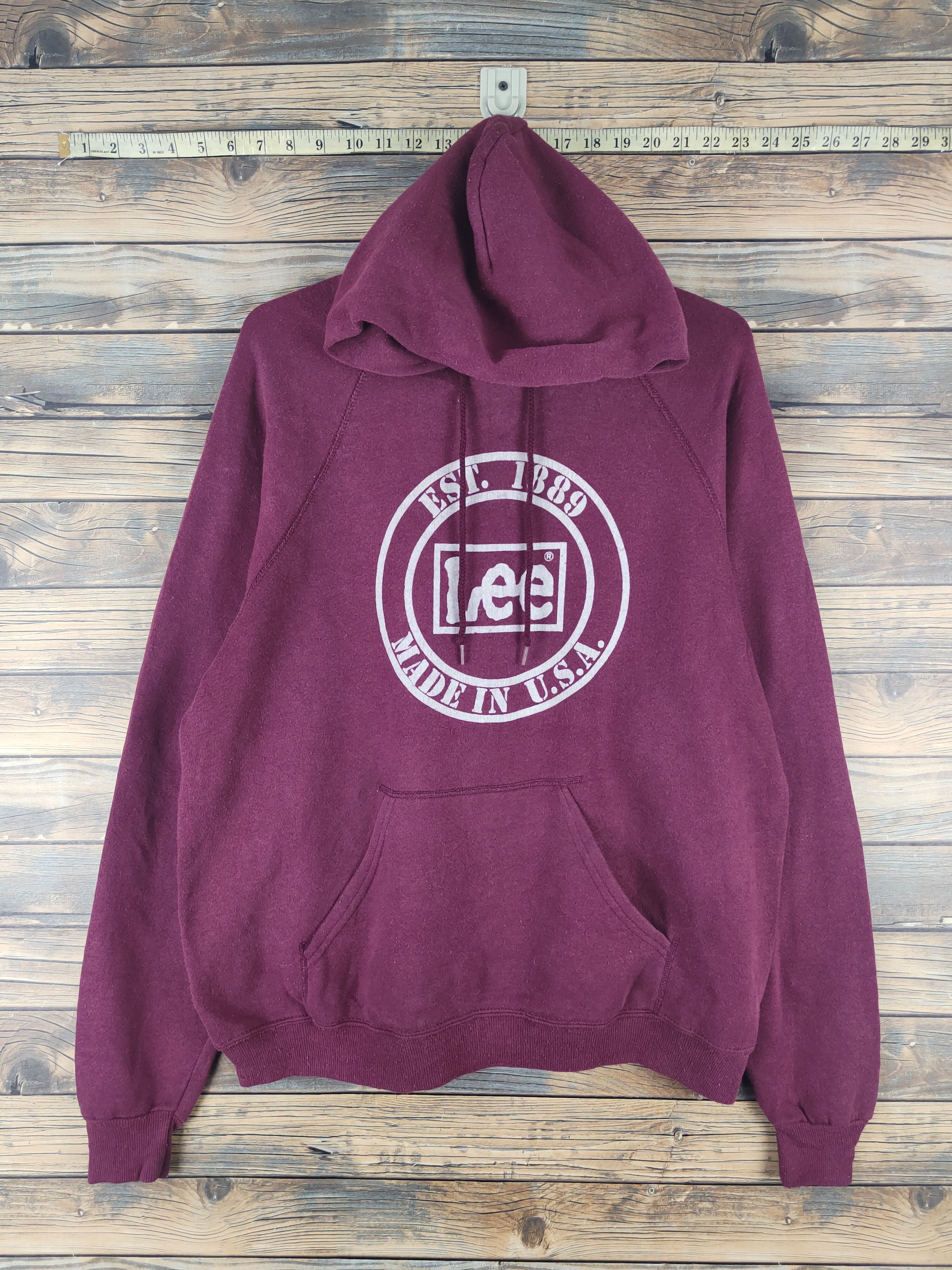 Lee × Vintage DL Lee Maroon Hoodie Sweatshirts #2521 Size US L / EU 52-54 / 3 - 1 Thumbnail
