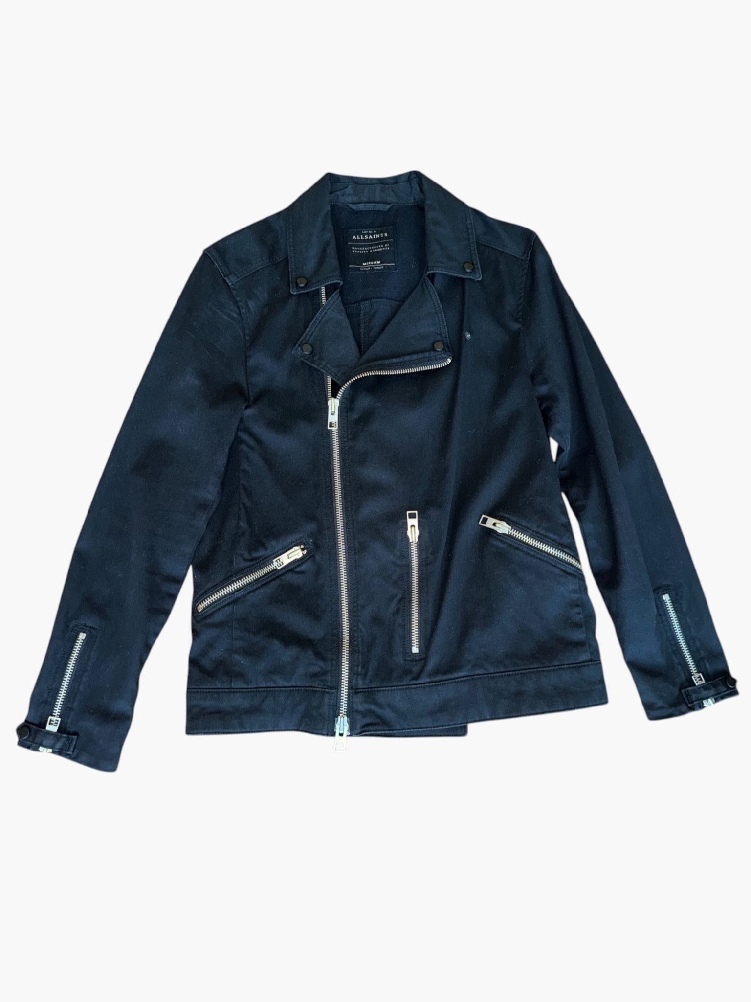 Allsaints 🦅 AllSaints London - Black Biker Textile Jacket Size US M / EU 48-50 / 2 - 1 Thumbnail