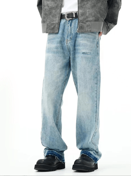 Japanese Brand × Jean Street washed straight loose versatile ripped jeans Size US 32 / EU 48 - 1 Thumbnail