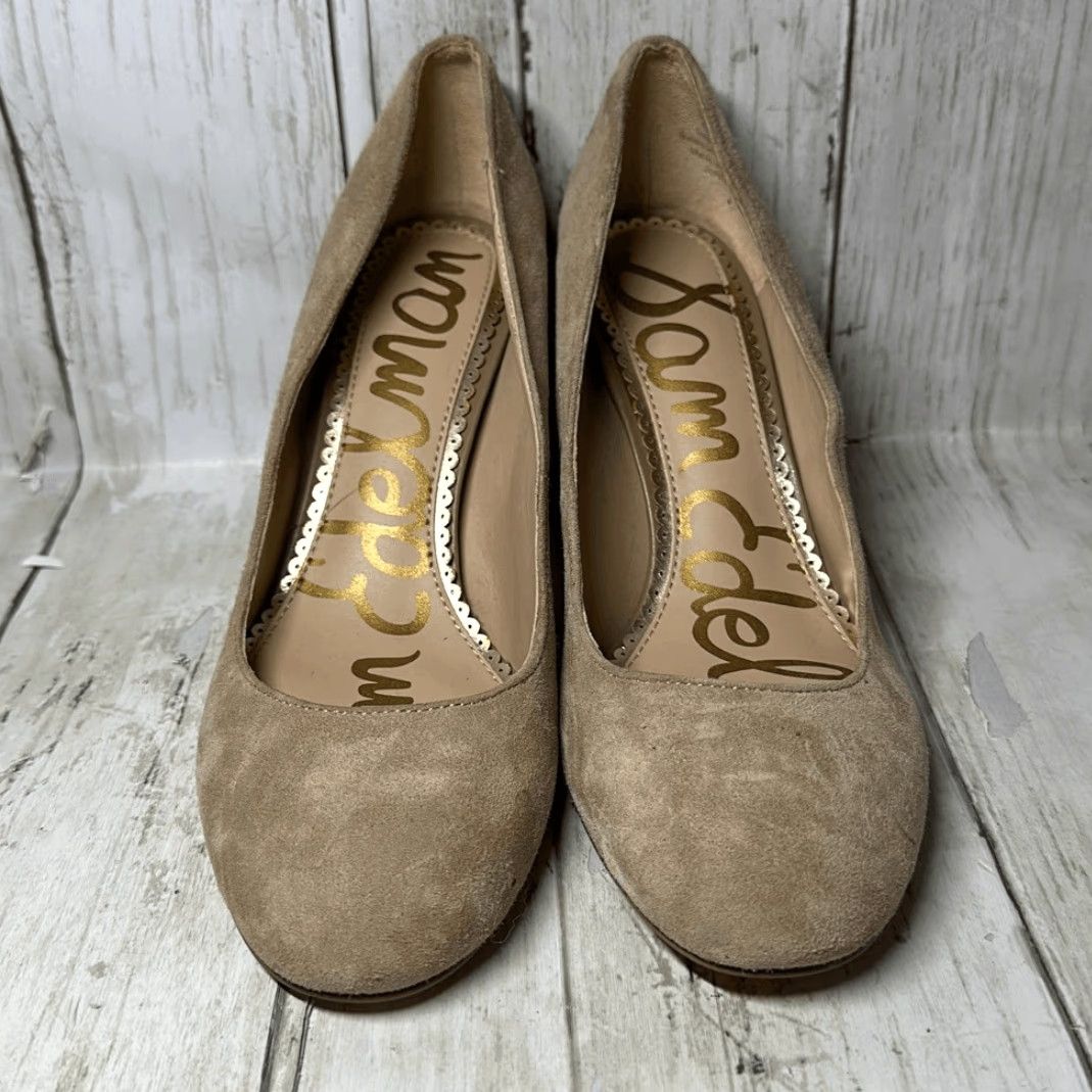 Sam Edelman Sam Edelman Stillson Suede Leather Beige Block Heels Women's Size 5 Tan Pump Women US Shoe Size 5 Leather Upper Heel 3” Size US 5 / IT 35 - 2 Thumbnail