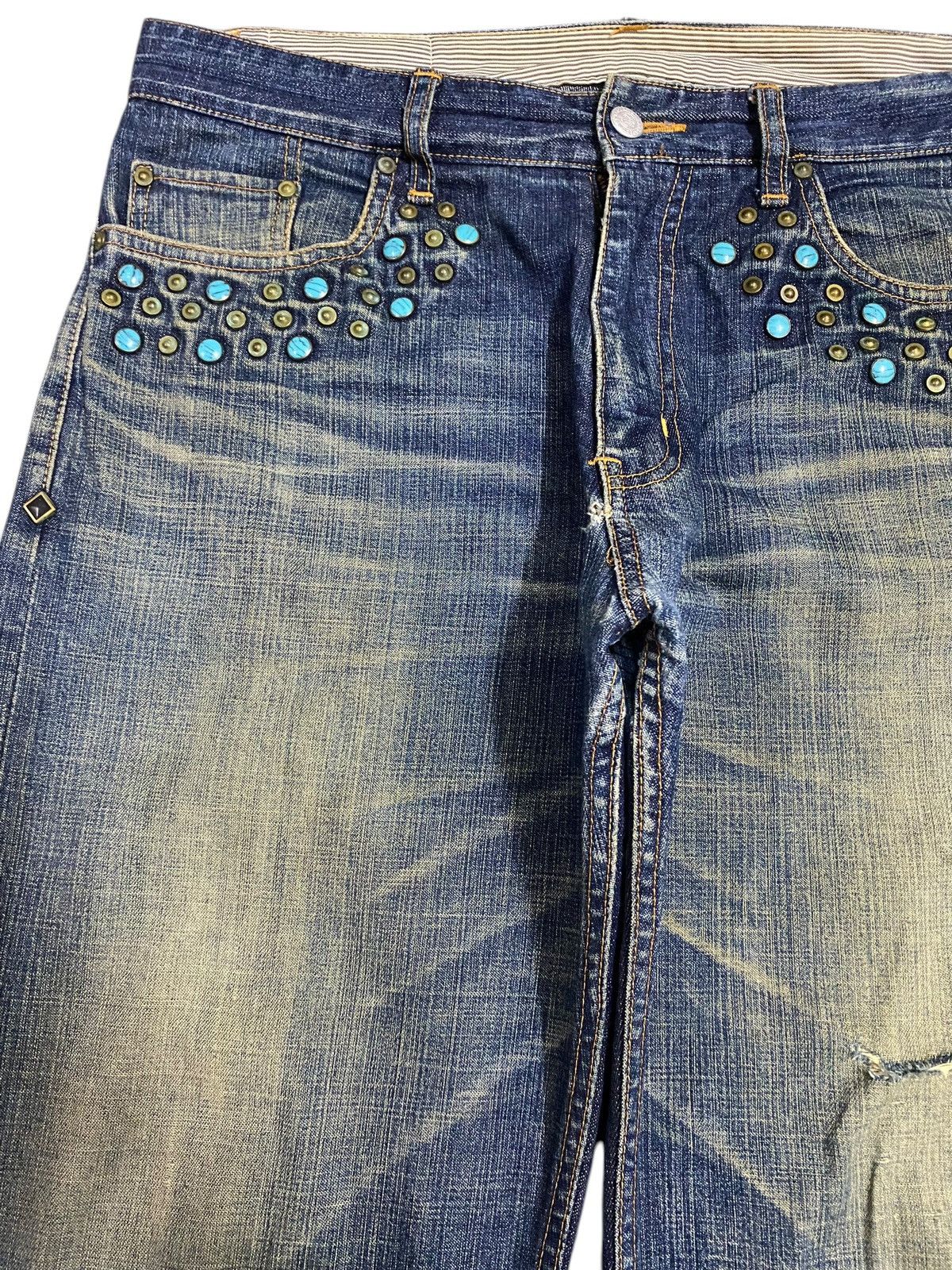 Japanese Brand Vintage Project SRS Rhinestone Avant Garde Style Jeans Size US 34 / EU 50 - 6 Thumbnail