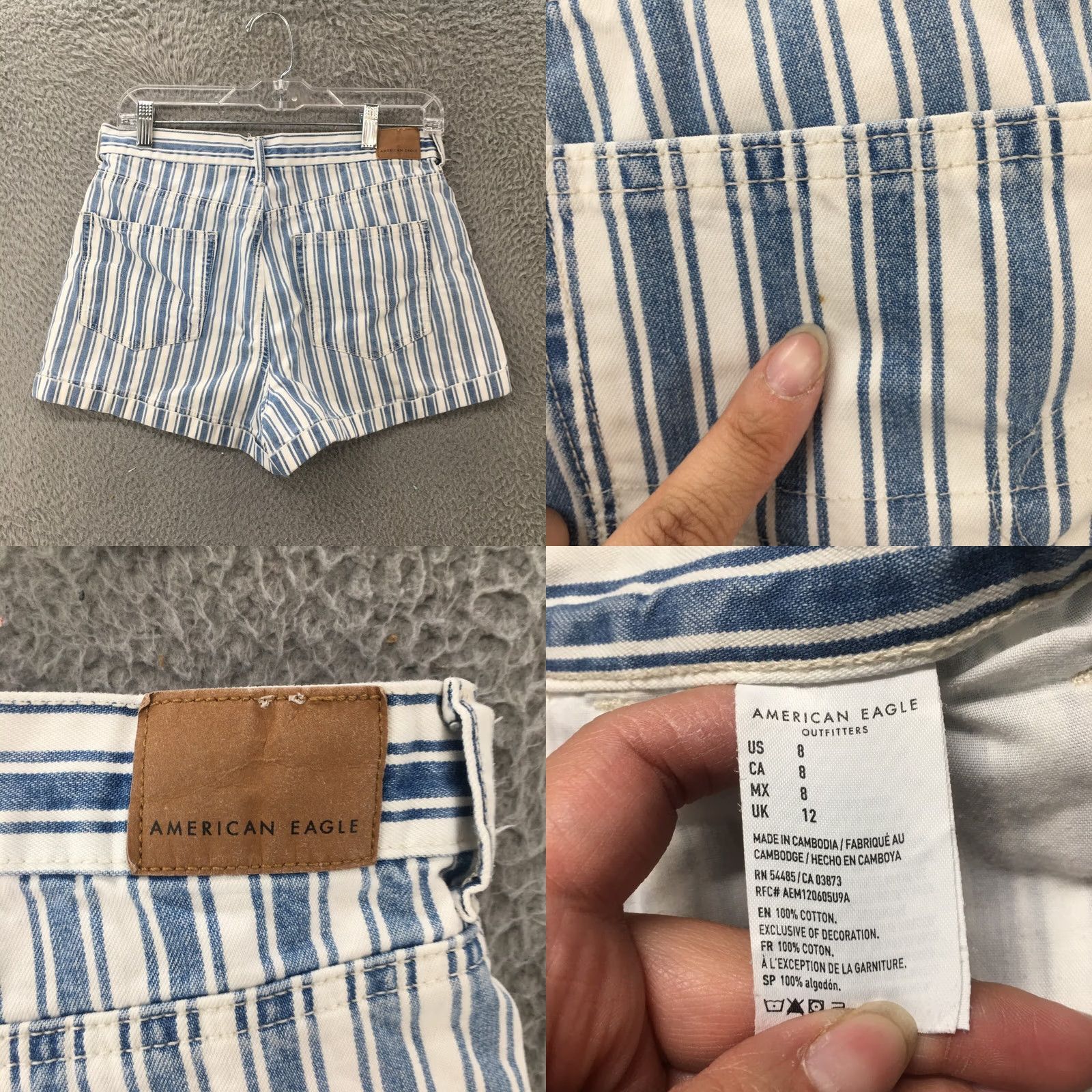 American Eagle Outfitters American Eagle Outfitters Cuffed Mom Shorts Womens 8 Denim Striped Zip Blue Adult Regular Womens Size 30" / US 8 / IT 44 - 8 Thumbnail