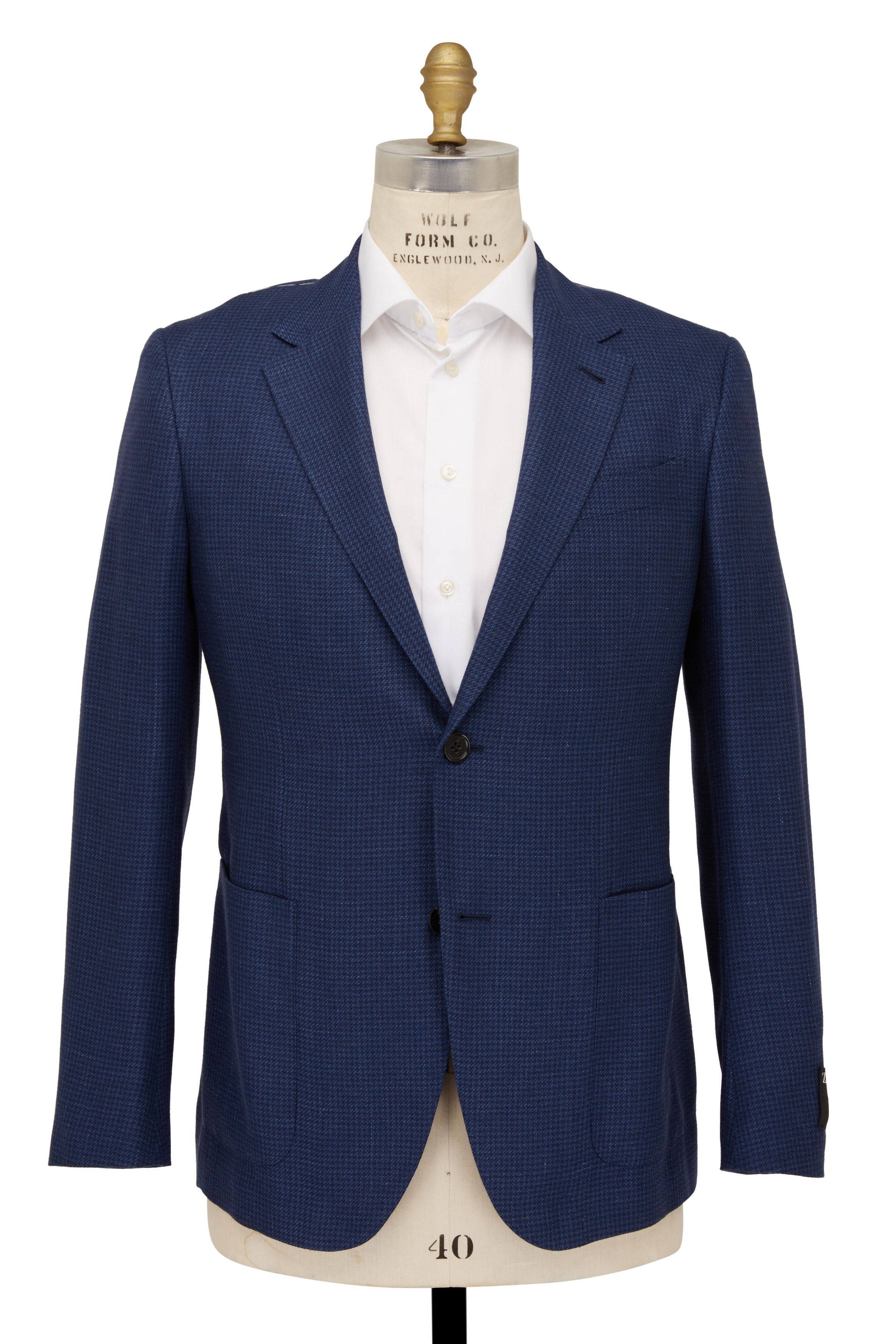Z Zegna o1mtch0225 Plaid Cashmere Blend Sportcoat in Blue/Charcoal Size US S / EU 44-46 / 1 - 1 Thumbnail