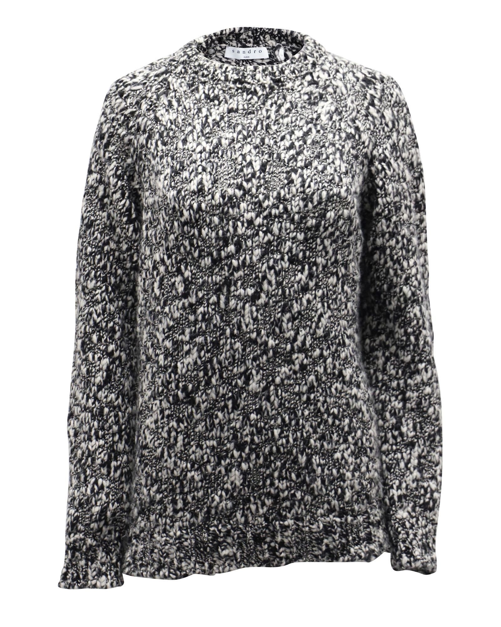 Sandro Sandro Boredom Chunky Knit Crewneck Sweater in Black Acrylic Size US M / EU 48-50 / 2 - 1 Thumbnail