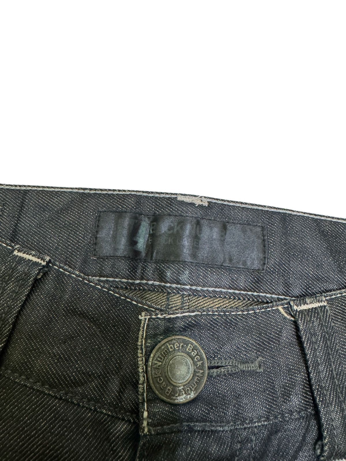 If Six Was Nine Back Number Waxed Black Jeans Coated Denim Straight Fit Size US 32 / EU 48 - 9 Thumbnail