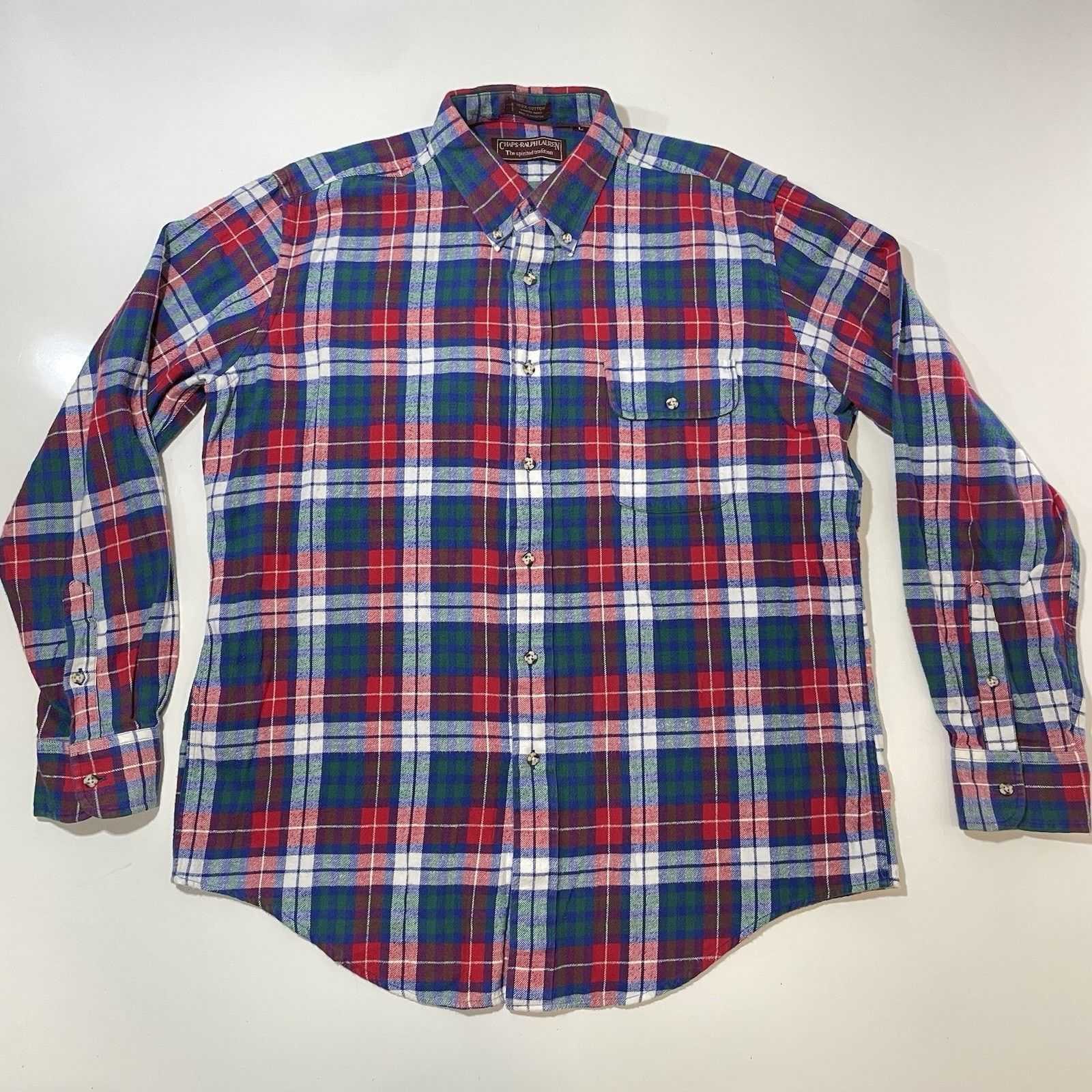 Polo Ralph Lauren VTG 90’s Chaps Ralph Lauren Flannel Shirt Plaid Red Blue Lg Size US L / EU 52-54 / 3 - 1 Thumbnail