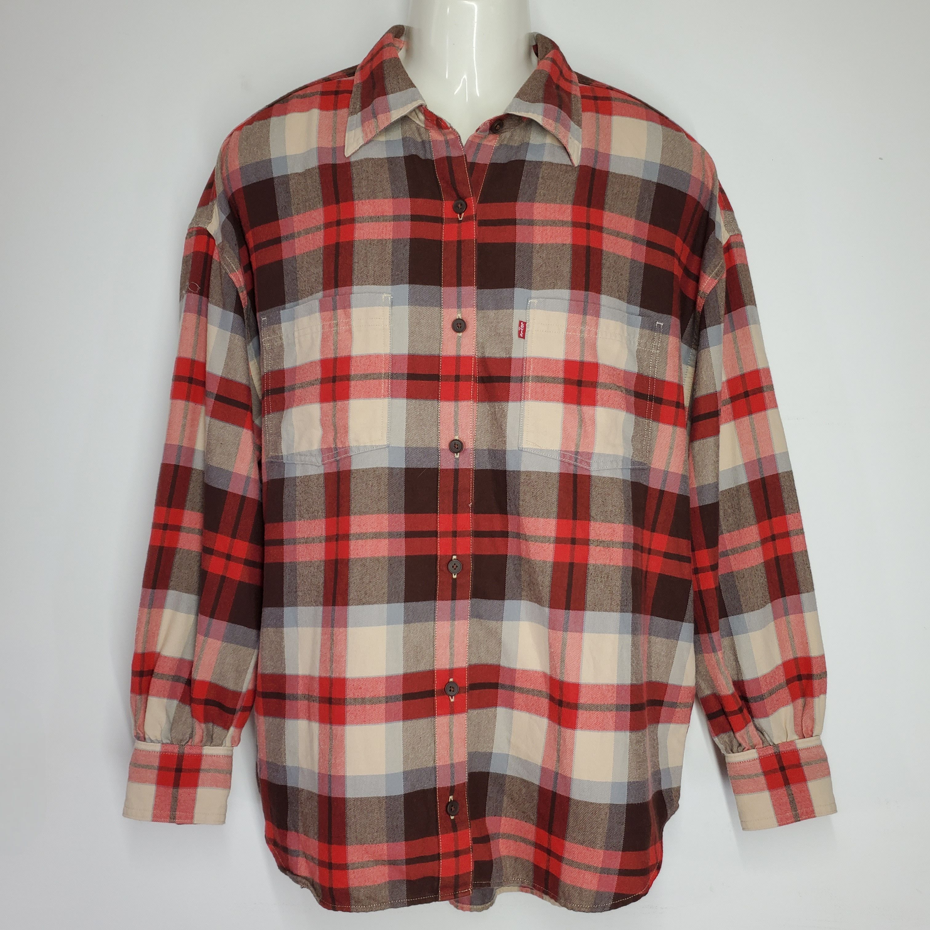 Levi's Levi's Size XL Button Down Flannel Shirt Relaxed Red Brown Size XL / US 12-14 / IT 48-50 - 5 Thumbnail