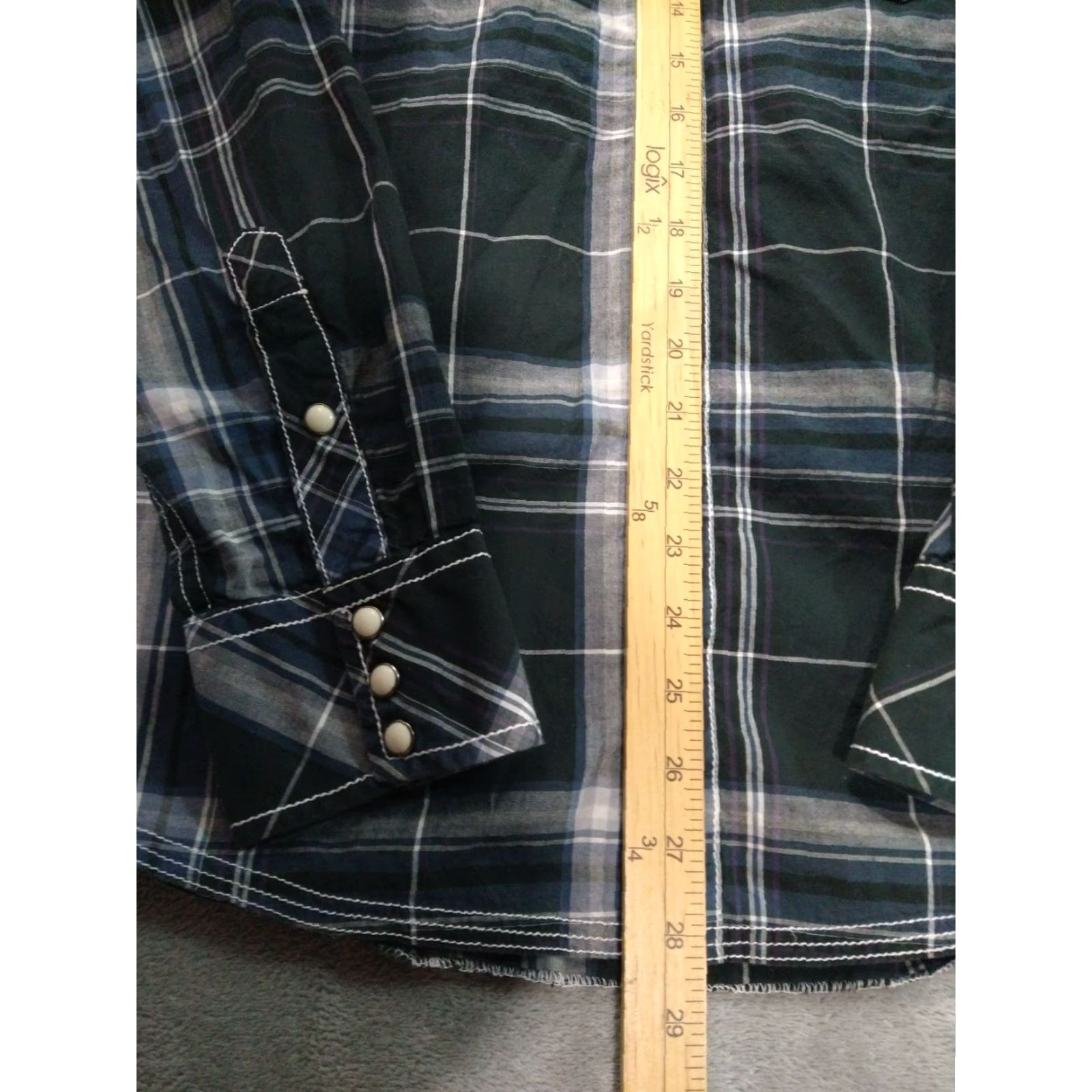 Vintage BKE Buckle Shirt Mens Athletic Fit Plaid Long Sleeve Button-Up Snap Pearl Collar Western Green) Size US M / EU 48-50 / 2 - 4 Thumbnail
