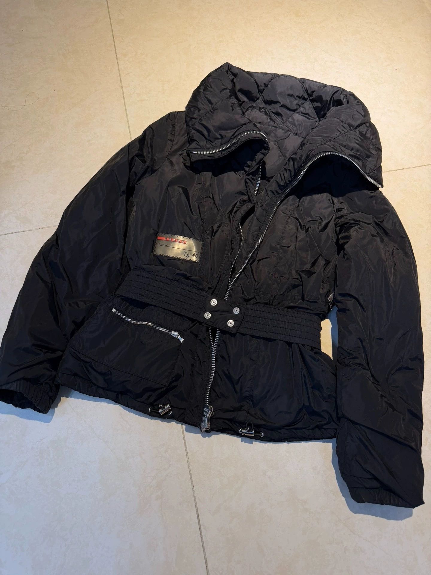 Prada Prada Archive Black Scarf Collar Puffer Jacket 40 Unisex Size S / US 4 / IT 40 - 2 Thumbnail