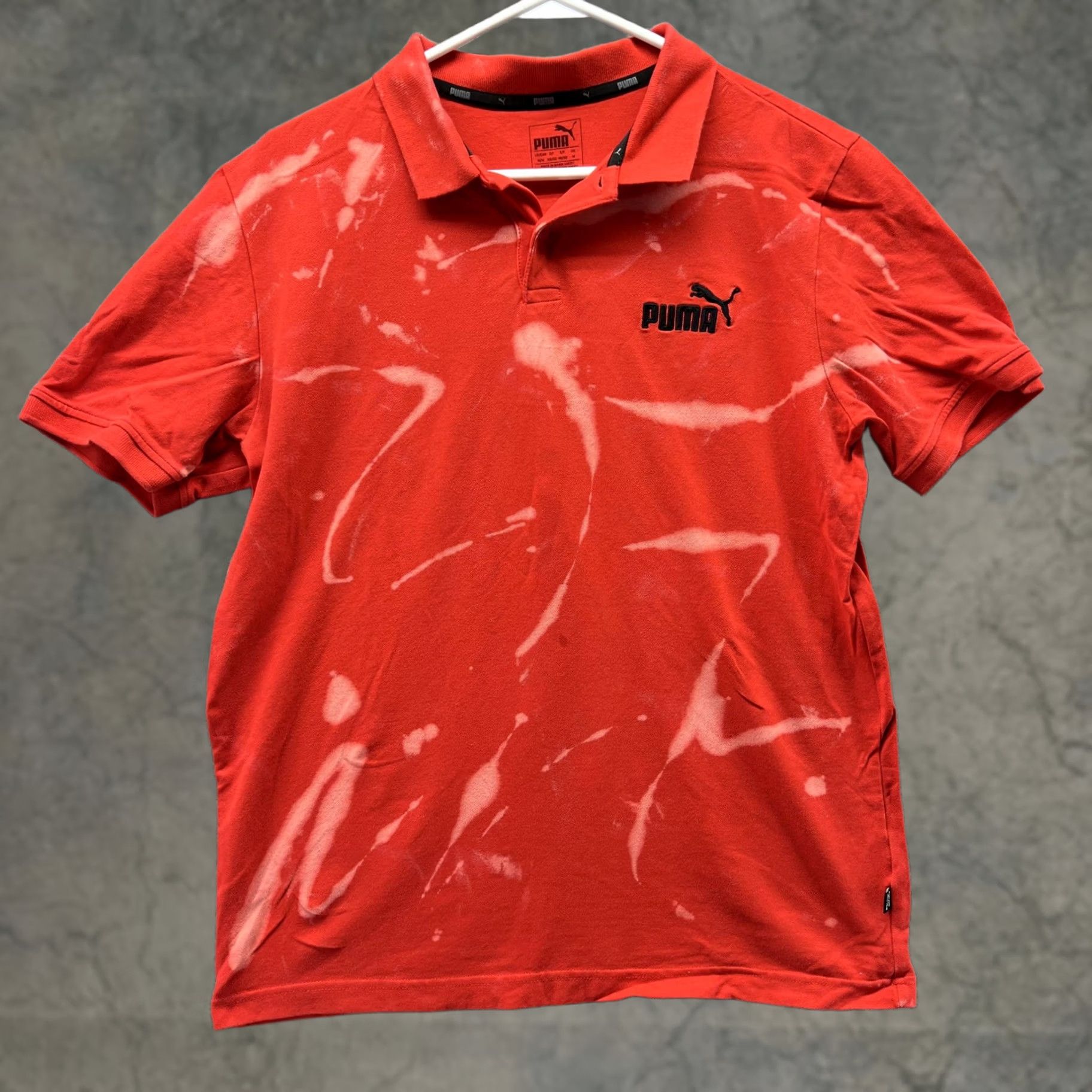 Puma Puma Polo Shirt Mens M Red Short Sleeve Casual Bleach Stained Flawed Size US M / EU 48-50 / 2 - 1 Thumbnail