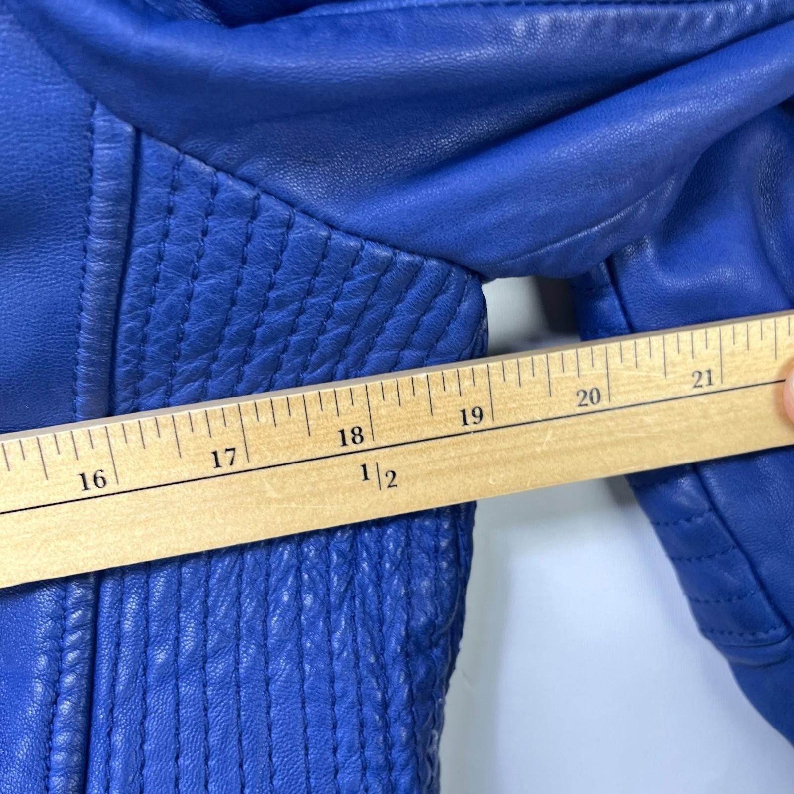 Bcbgmaxazria BCBG Max Azria Leather Jacket Blue Women's Large Size L / US 10 / IT 46 - 7 Thumbnail