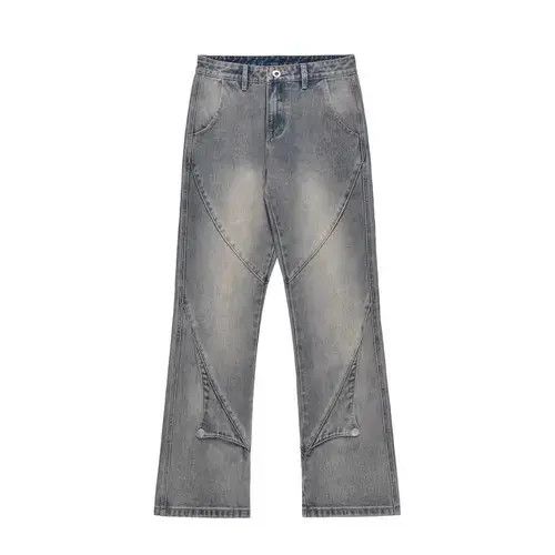 Jean High street trend stitching washed wide-leg jeans Size US 32 / EU 48 - 1 Thumbnail