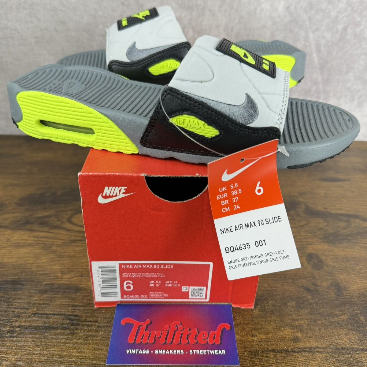 Nike NEW Nike Air Max 90 Slide Volt Neon BQ4635-001 Men’s Slip-On Size US 6 / EU 39 - 1 Thumbnail