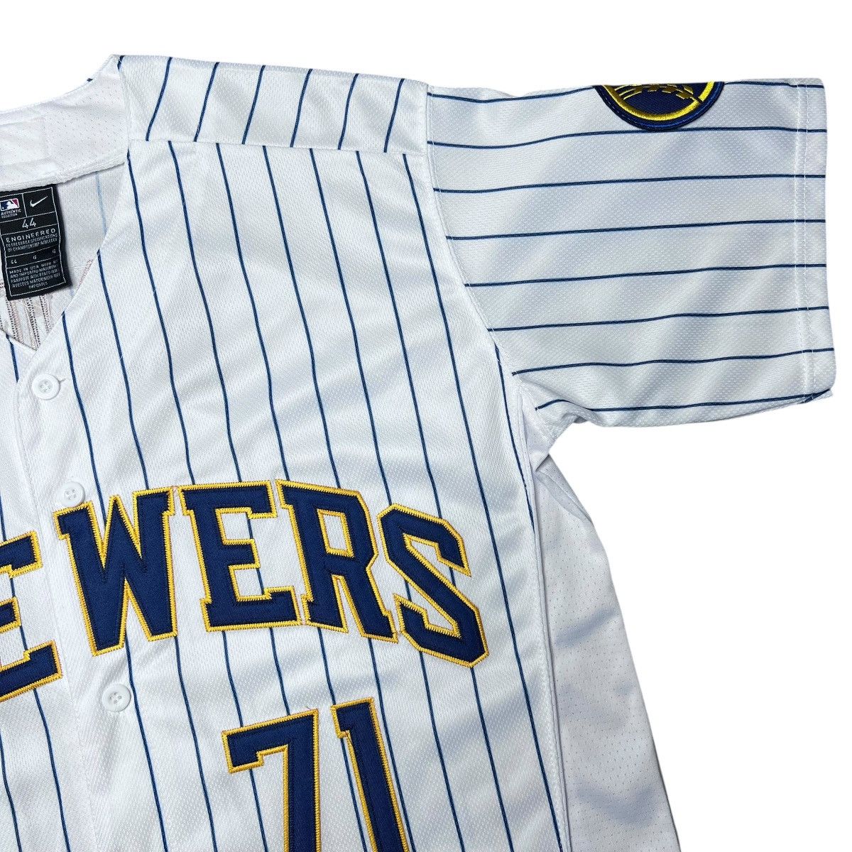 MLB × Nike MLB Milwaukee Brewers Josh Hader 71 Nike Pinstripe Jersey Size US XL / EU 56 / 4 - 6 Thumbnail